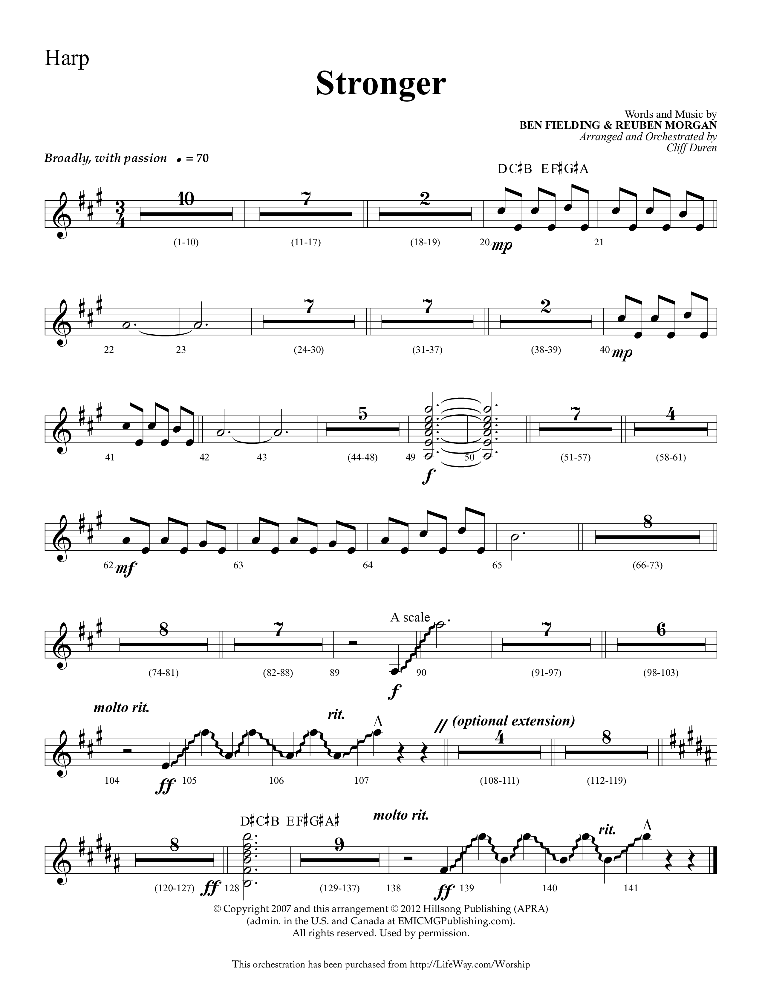 Stronger (Choral Anthem SATB) Harp (Lifeway Choral / Arr. Cliff Duren)