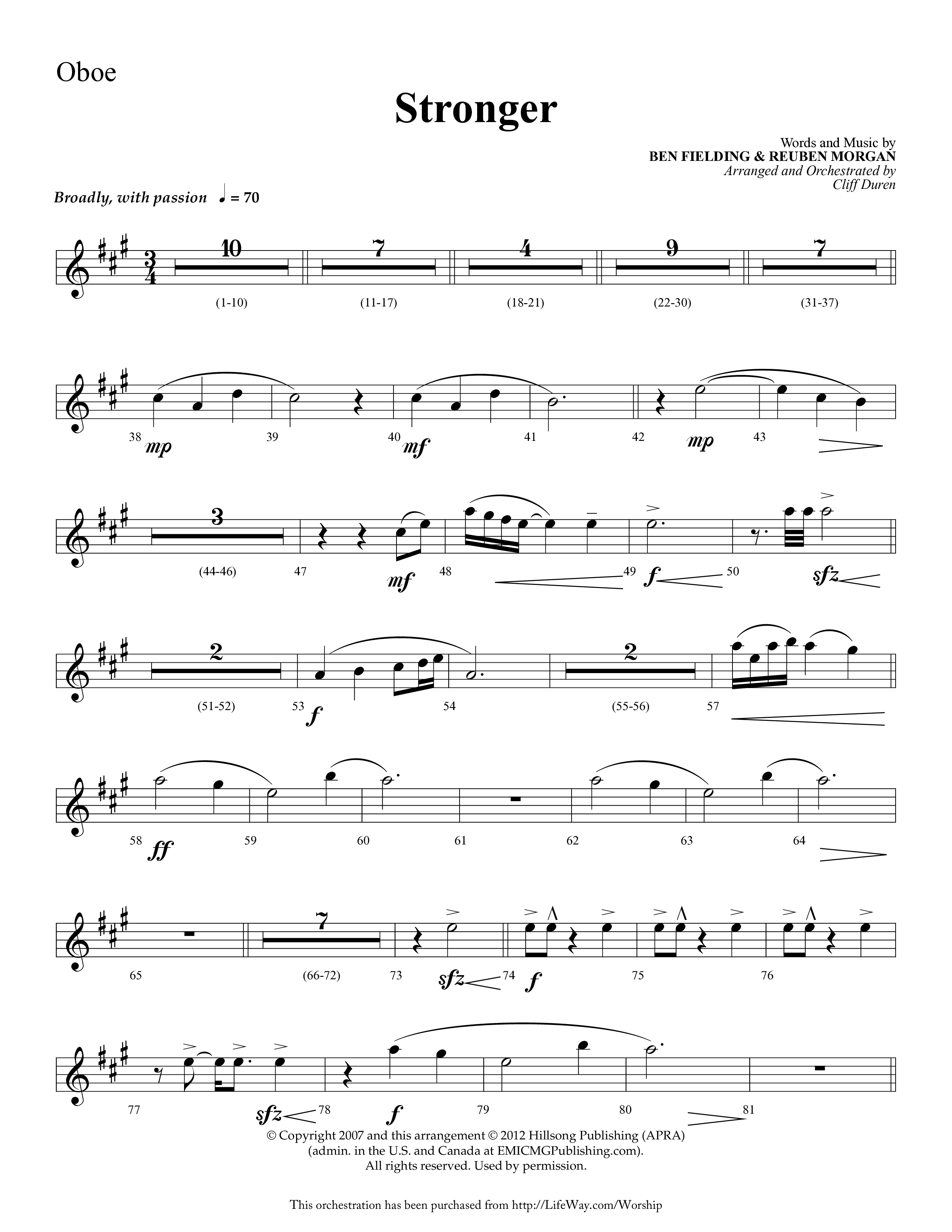 Stronger (Choral Anthem SATB) Oboe (Lifeway Choral / Arr. Cliff Duren)