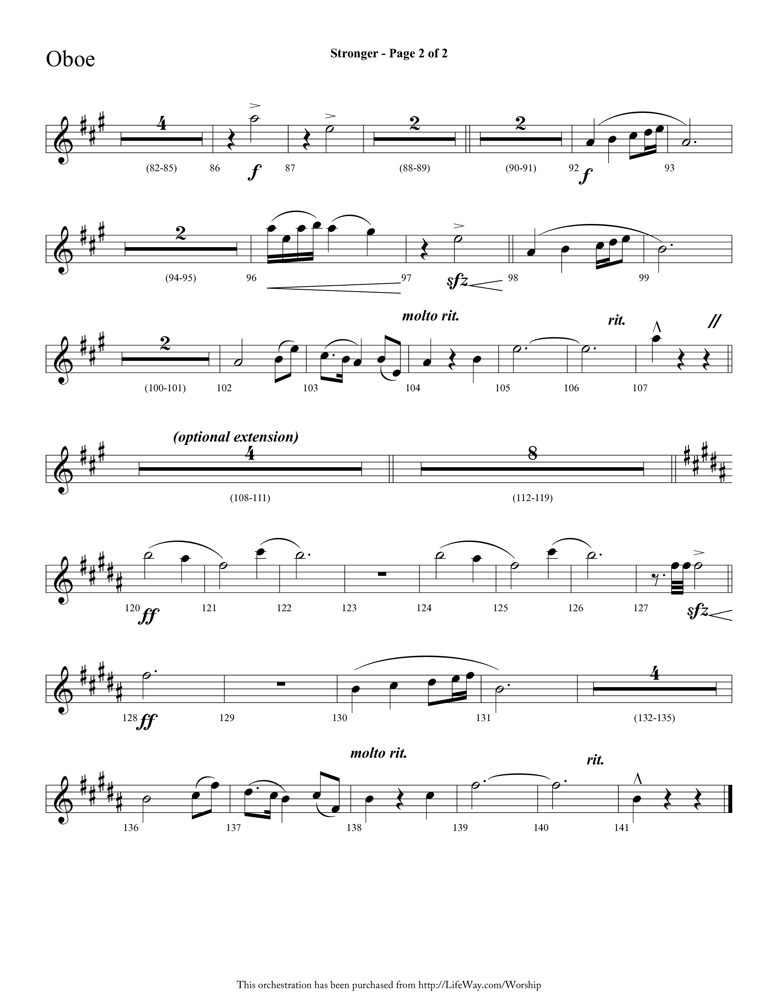 Stronger (Choral Anthem SATB) Oboe (Lifeway Choral / Arr. Cliff Duren)