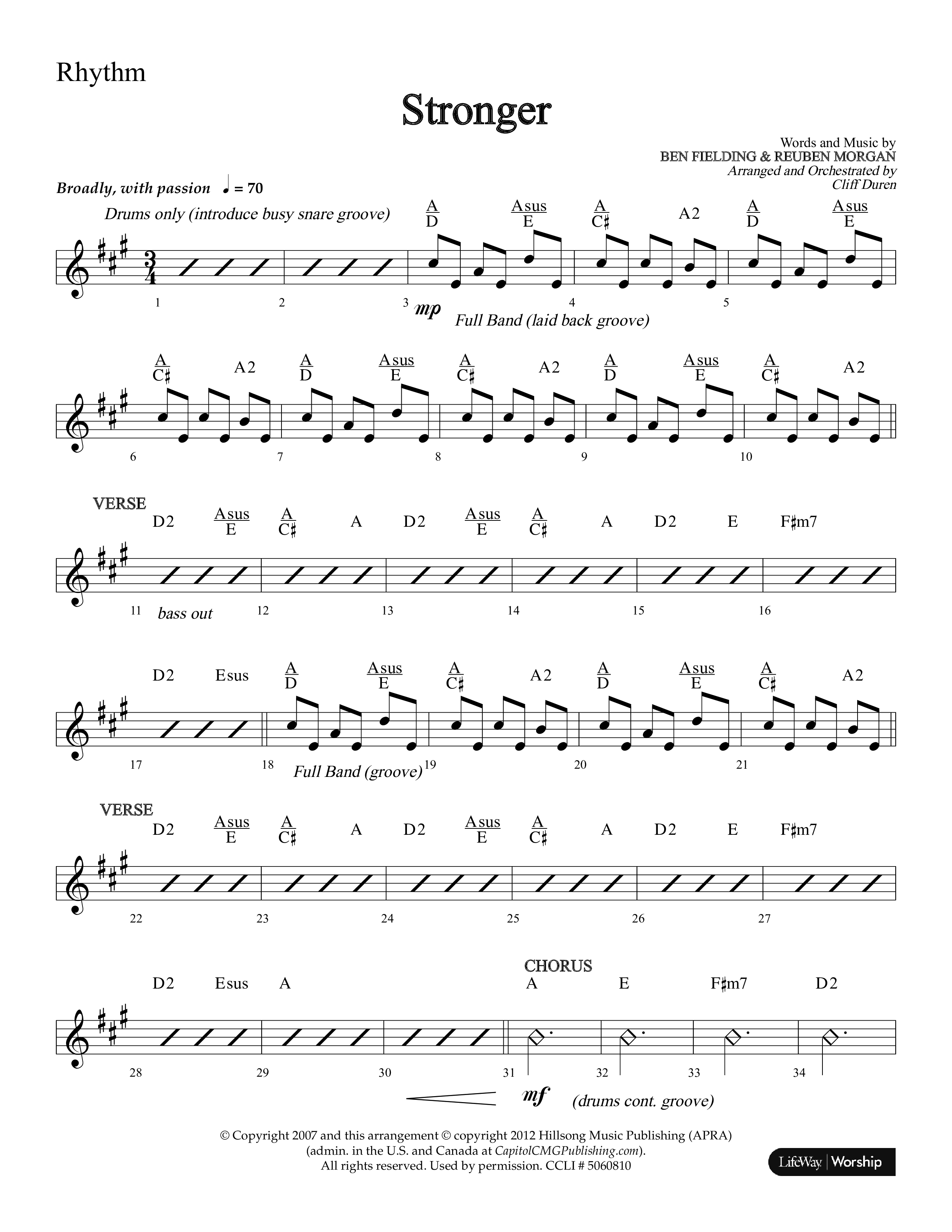 Stronger (Choral Anthem SATB) Lead Melody & Rhythm (Lifeway Choral / Arr. Cliff Duren)