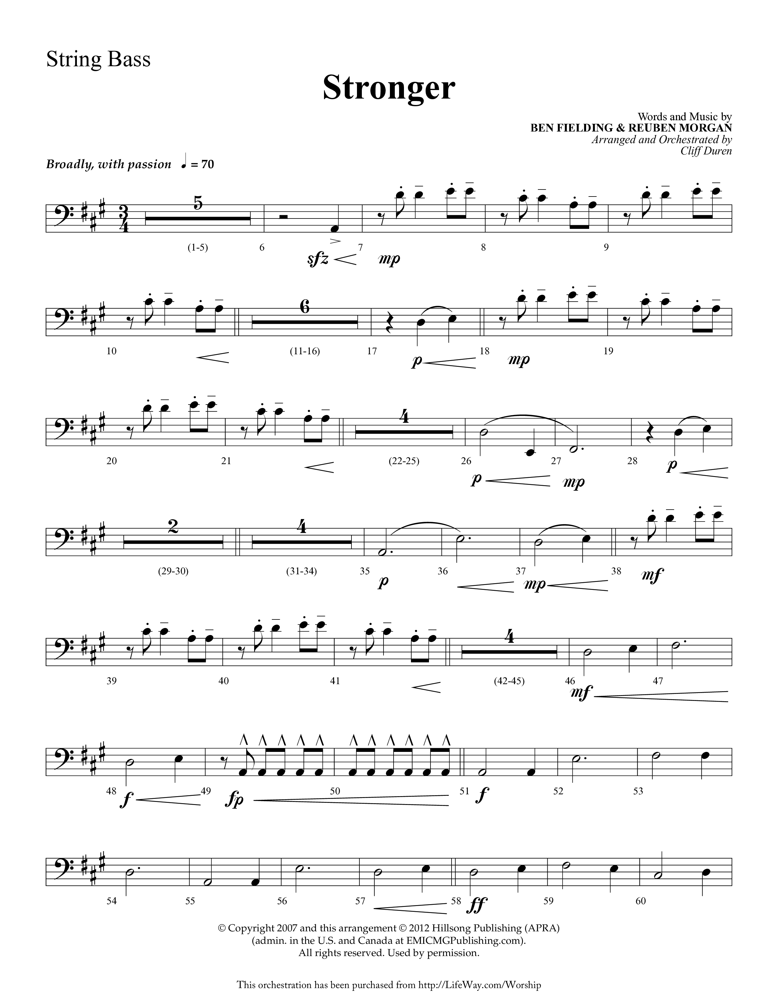 Stronger (Choral Anthem SATB) String Bass (Lifeway Choral / Arr. Cliff Duren)