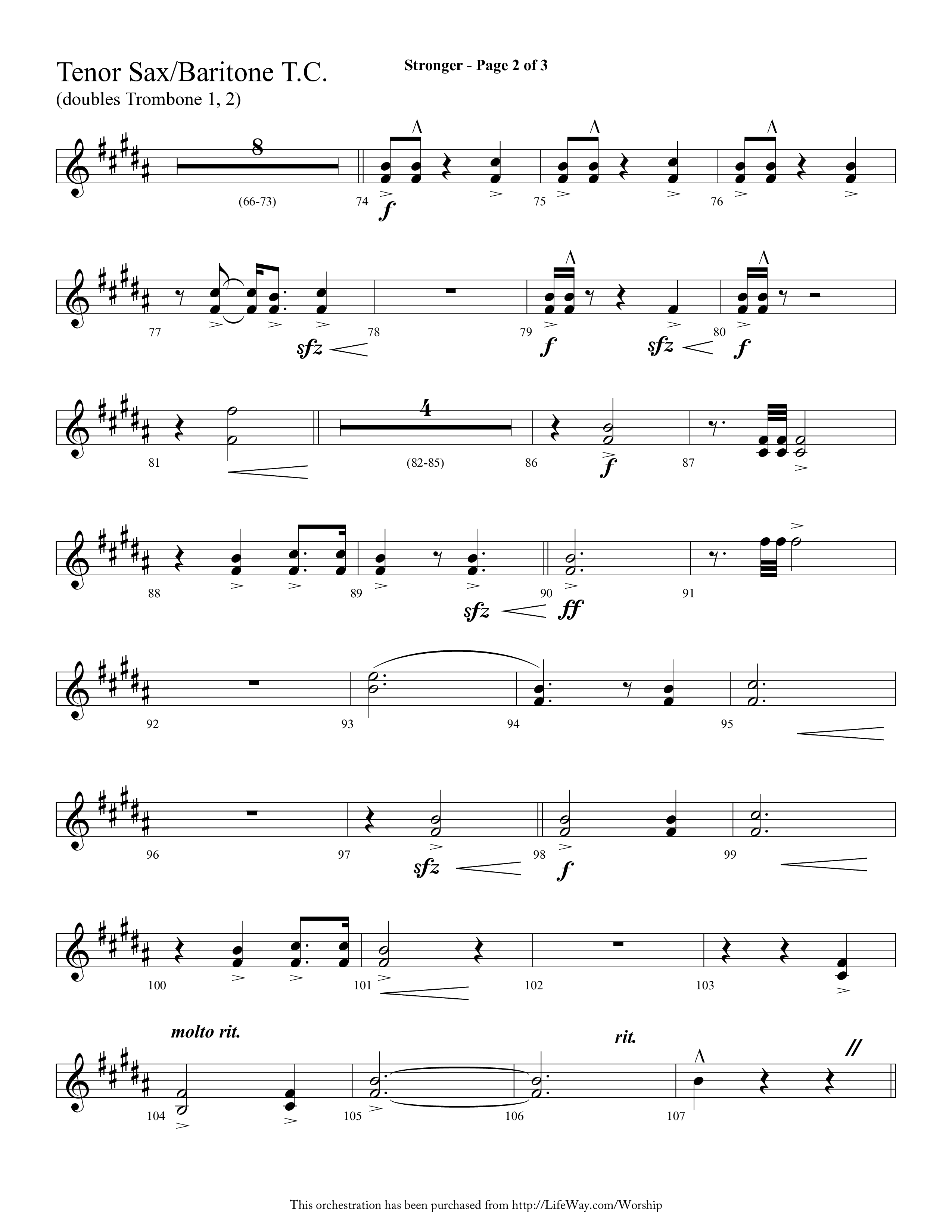 Stronger (Choral Anthem SATB) Tenor Sax/Baritone T.C. (Lifeway Choral / Arr. Cliff Duren)