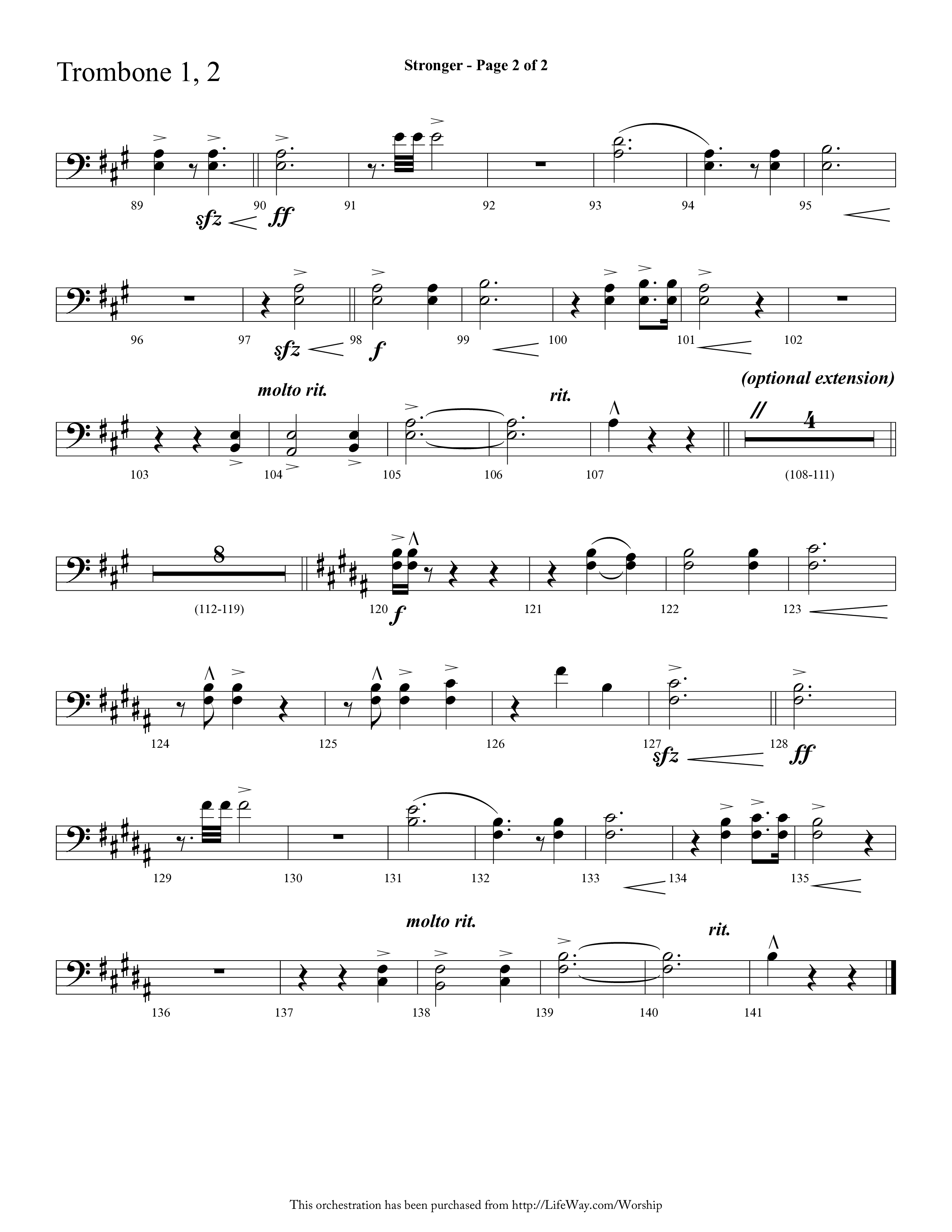 Stronger (Choral Anthem SATB) Trombone 1/2 (Lifeway Choral / Arr. Cliff Duren)