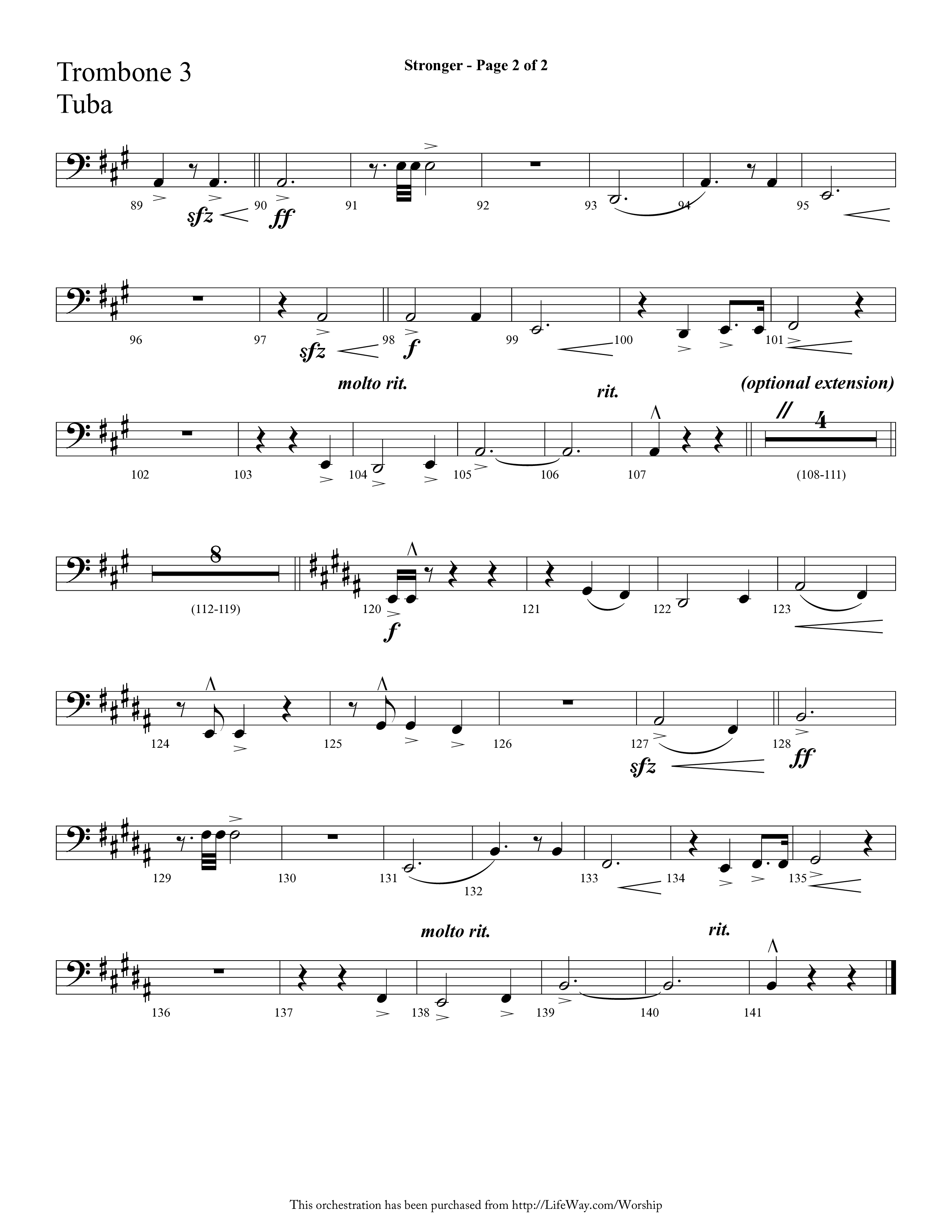 Stronger (Choral Anthem SATB) Trombone 3/Tuba (Lifeway Choral / Arr. Cliff Duren)