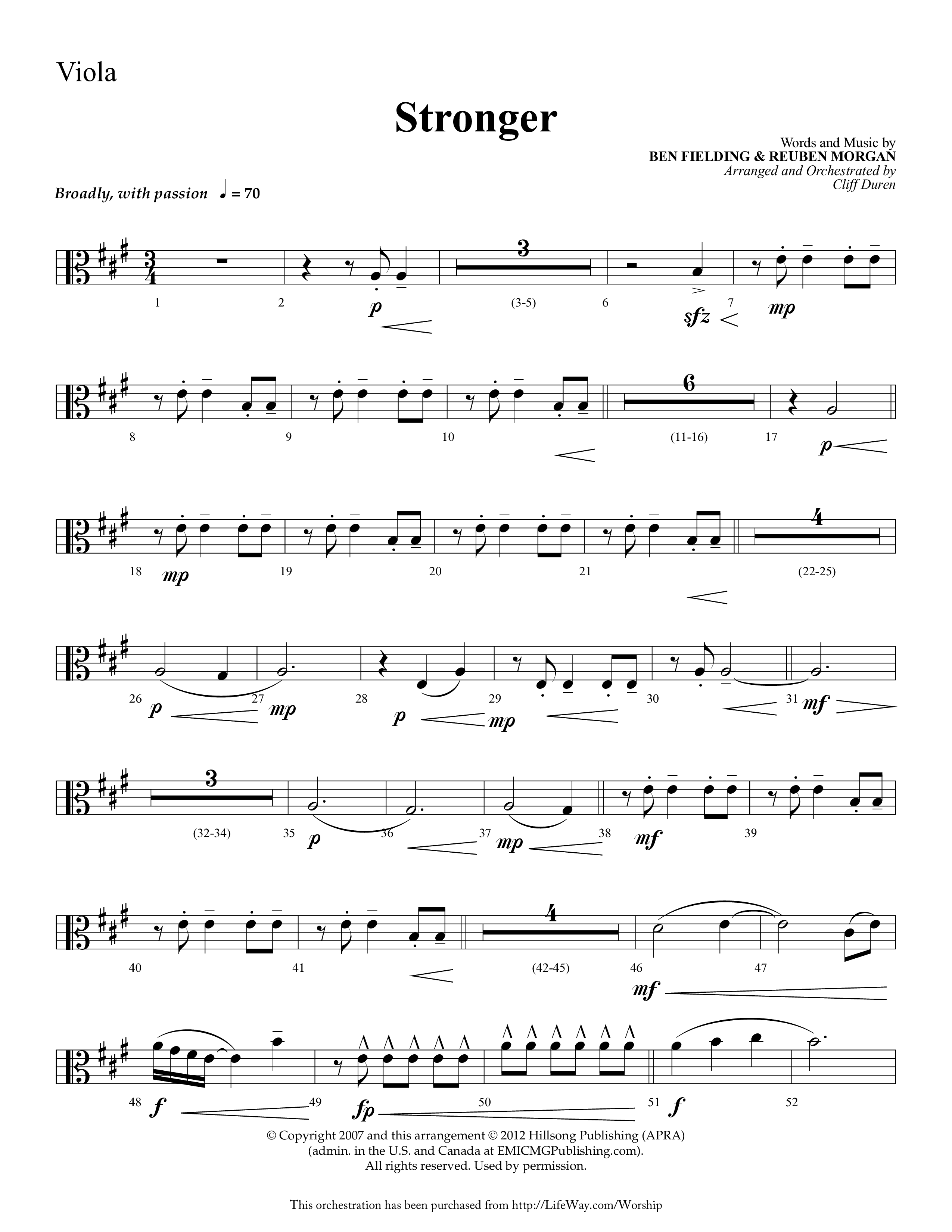 Stronger (Choral Anthem SATB) Viola (Lifeway Choral / Arr. Cliff Duren)