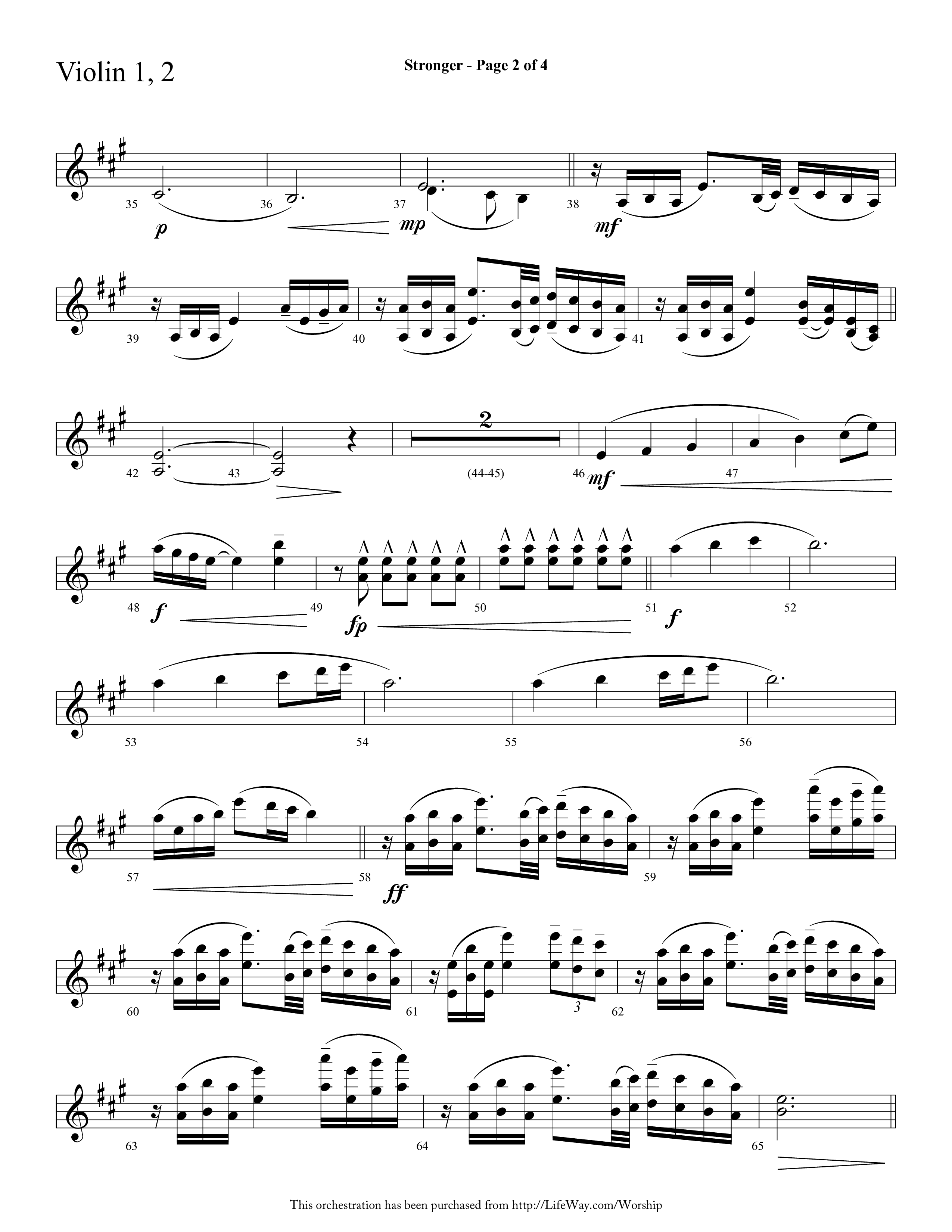 Stronger (Choral Anthem SATB) Violin 1/2 (Lifeway Choral / Arr. Cliff Duren)