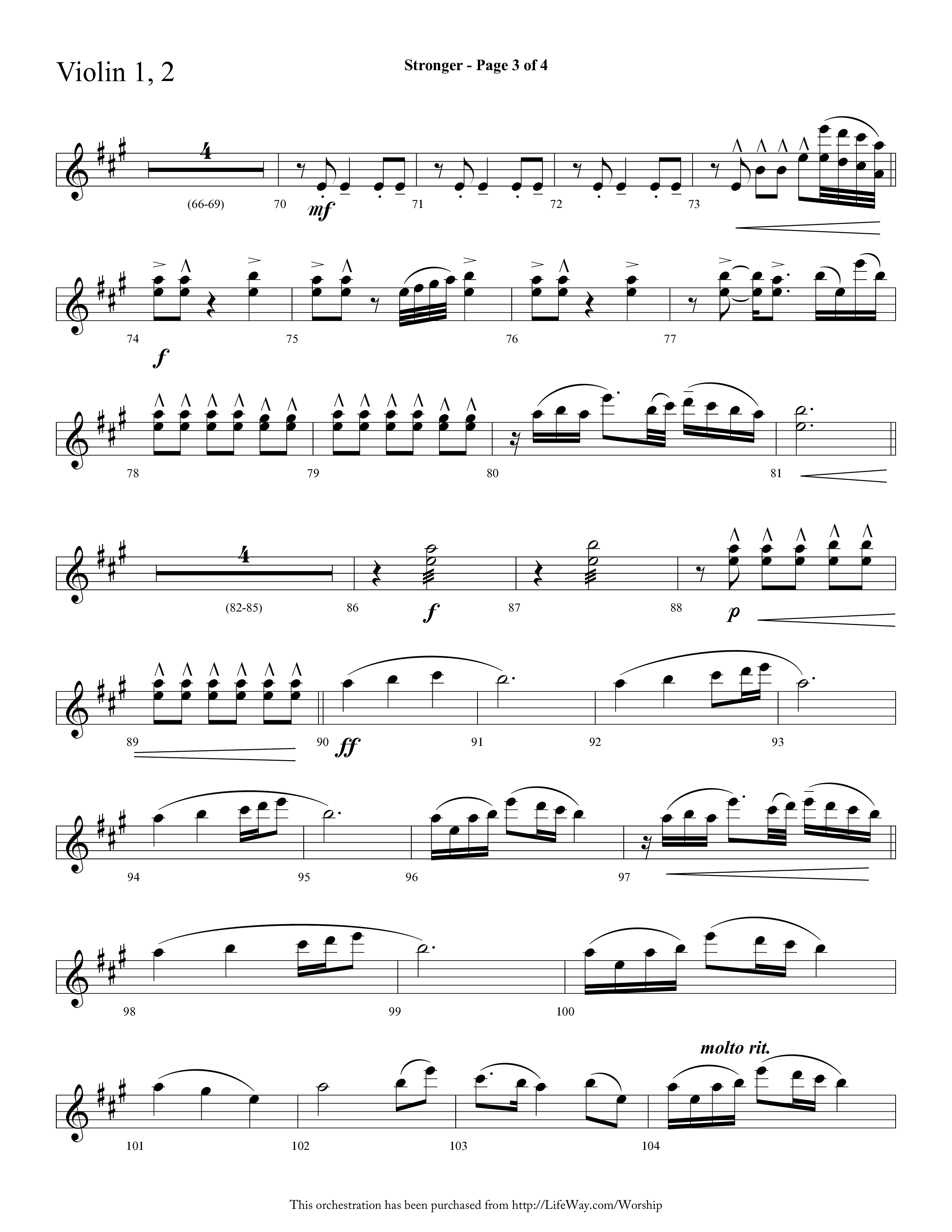 Stronger (Choral Anthem SATB) Violin 1/2 (Lifeway Choral / Arr. Cliff Duren)