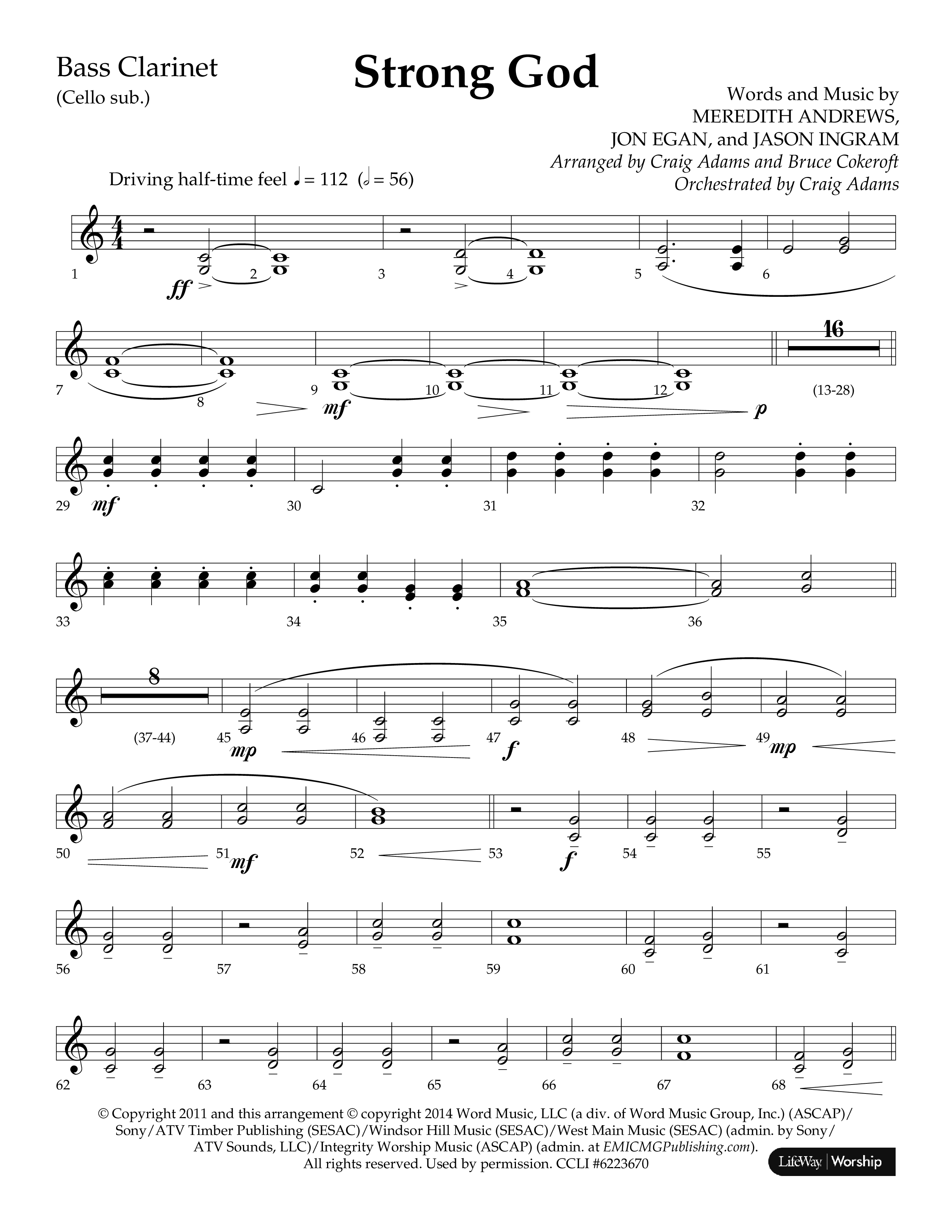 Strong God (Choral Anthem SATB) Bass Clarinet (Lifeway Choral / Arr. Craig Adams / Arr. Bruce Cokeroft / Orch. Craig Adams)