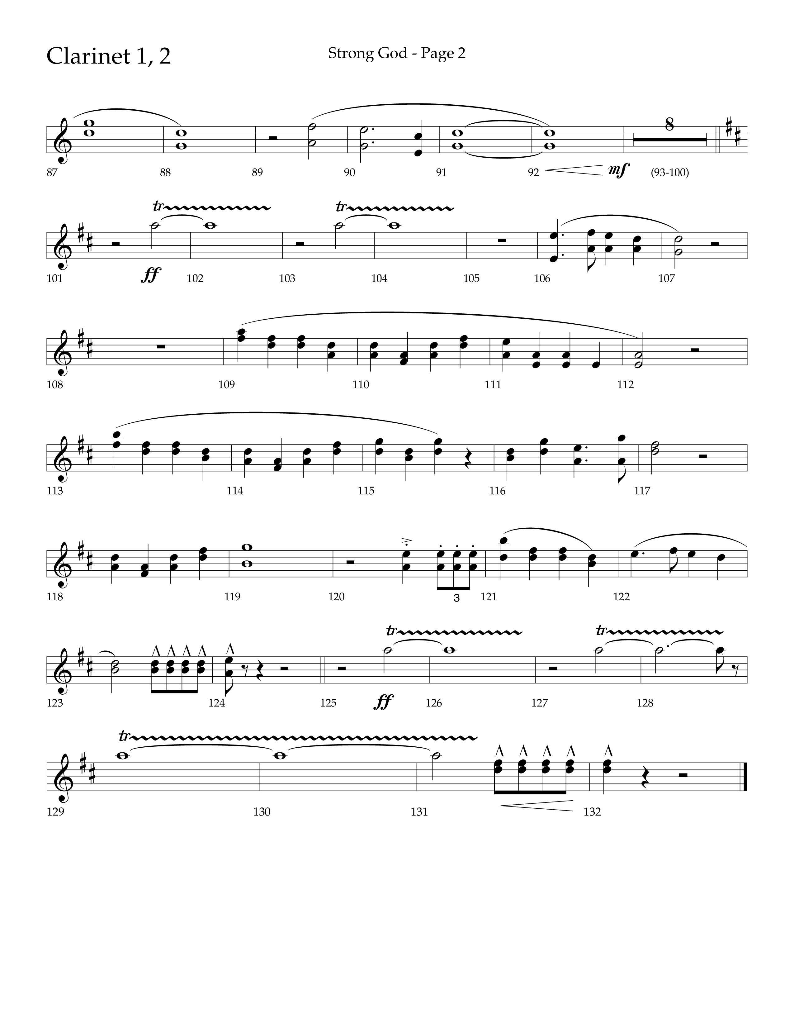 Strong God (Choral Anthem SATB) Clarinet 1/2 (Lifeway Choral / Arr. Craig Adams / Arr. Bruce Cokeroft / Orch. Craig Adams)