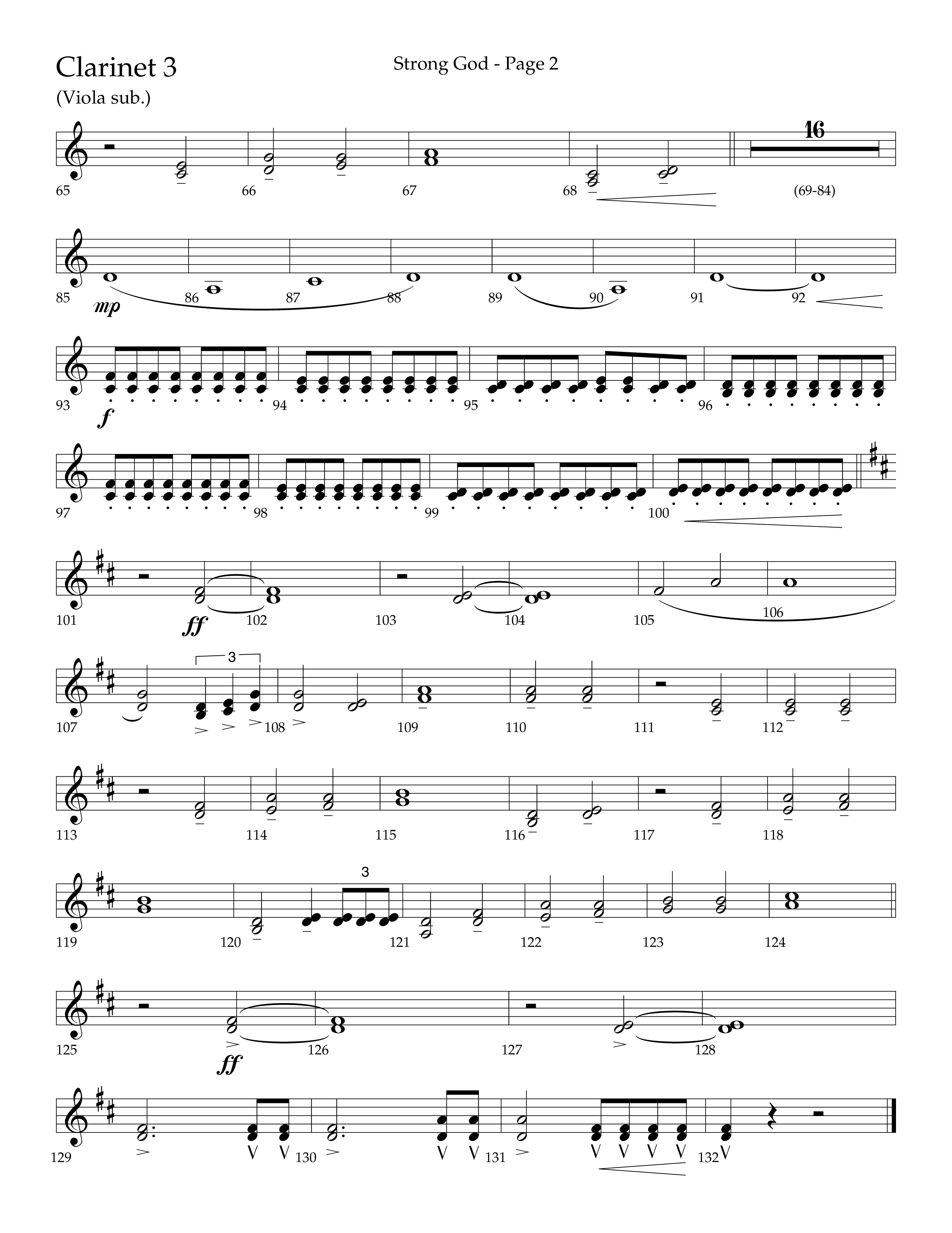 Strong God (Choral Anthem SATB) Clarinet 3 (Lifeway Choral / Arr. Craig Adams / Arr. Bruce Cokeroft / Orch. Craig Adams)