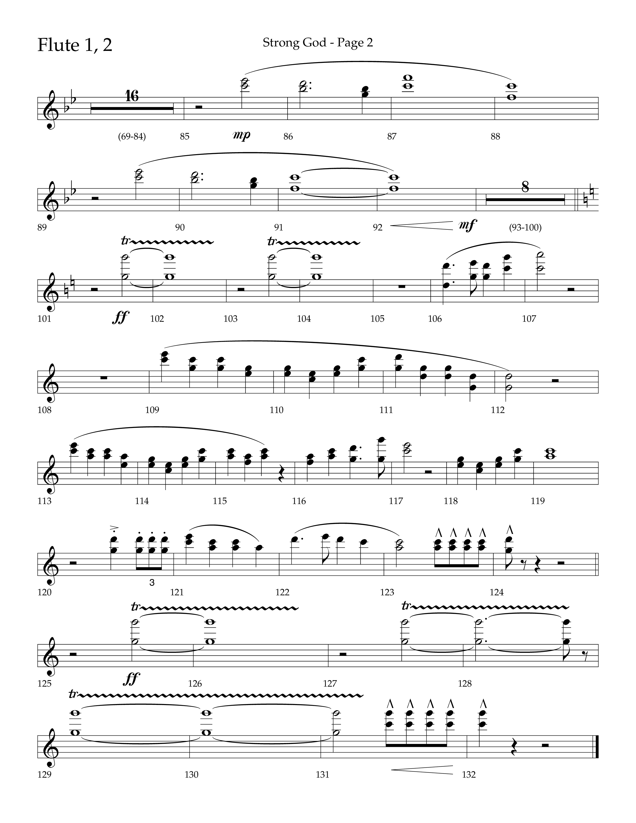 Strong God (Choral Anthem SATB) Flute 1/2 (Lifeway Choral / Arr. Craig Adams / Arr. Bruce Cokeroft / Orch. Craig Adams)
