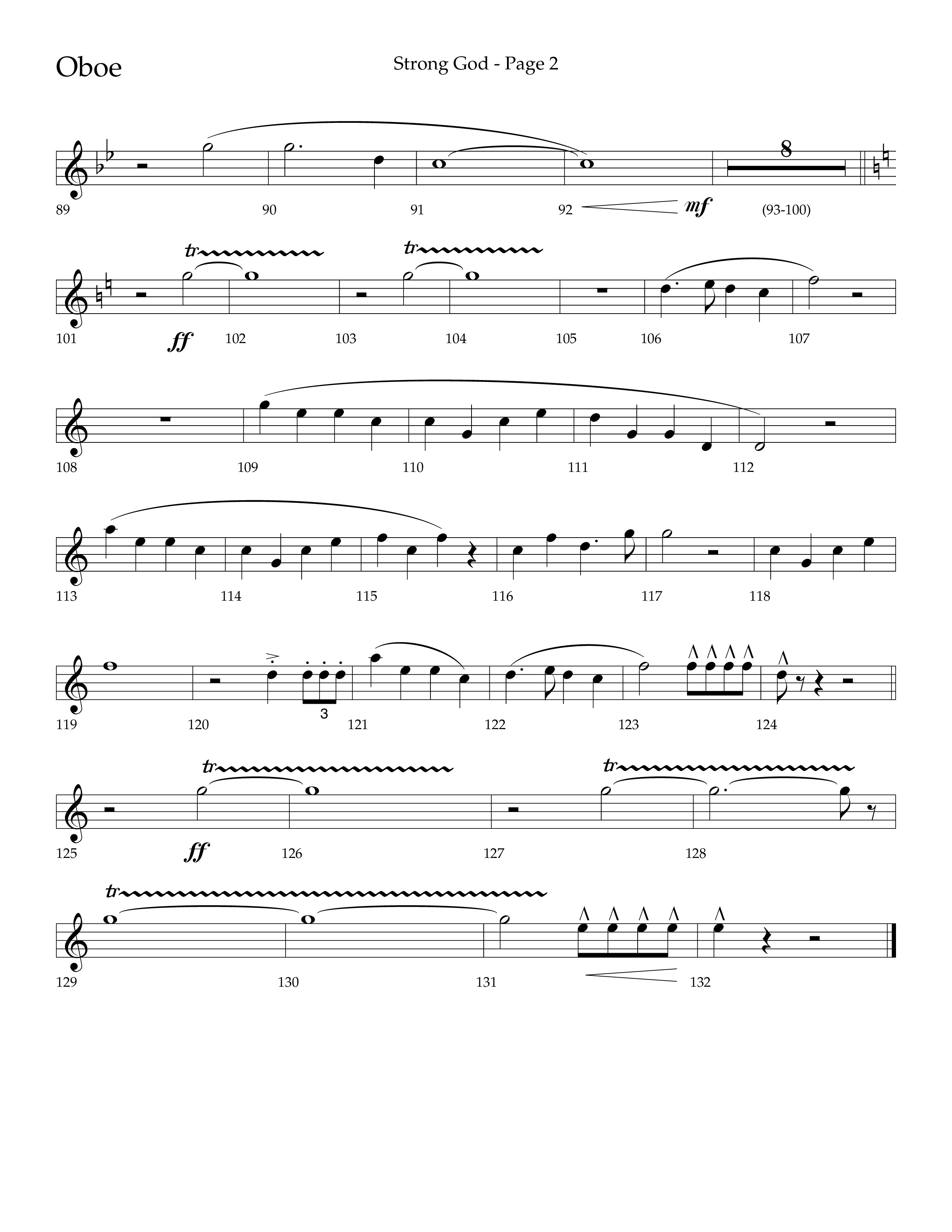 Strong God (Choral Anthem SATB) Oboe (Lifeway Choral / Arr. Craig Adams / Arr. Bruce Cokeroft / Orch. Craig Adams)