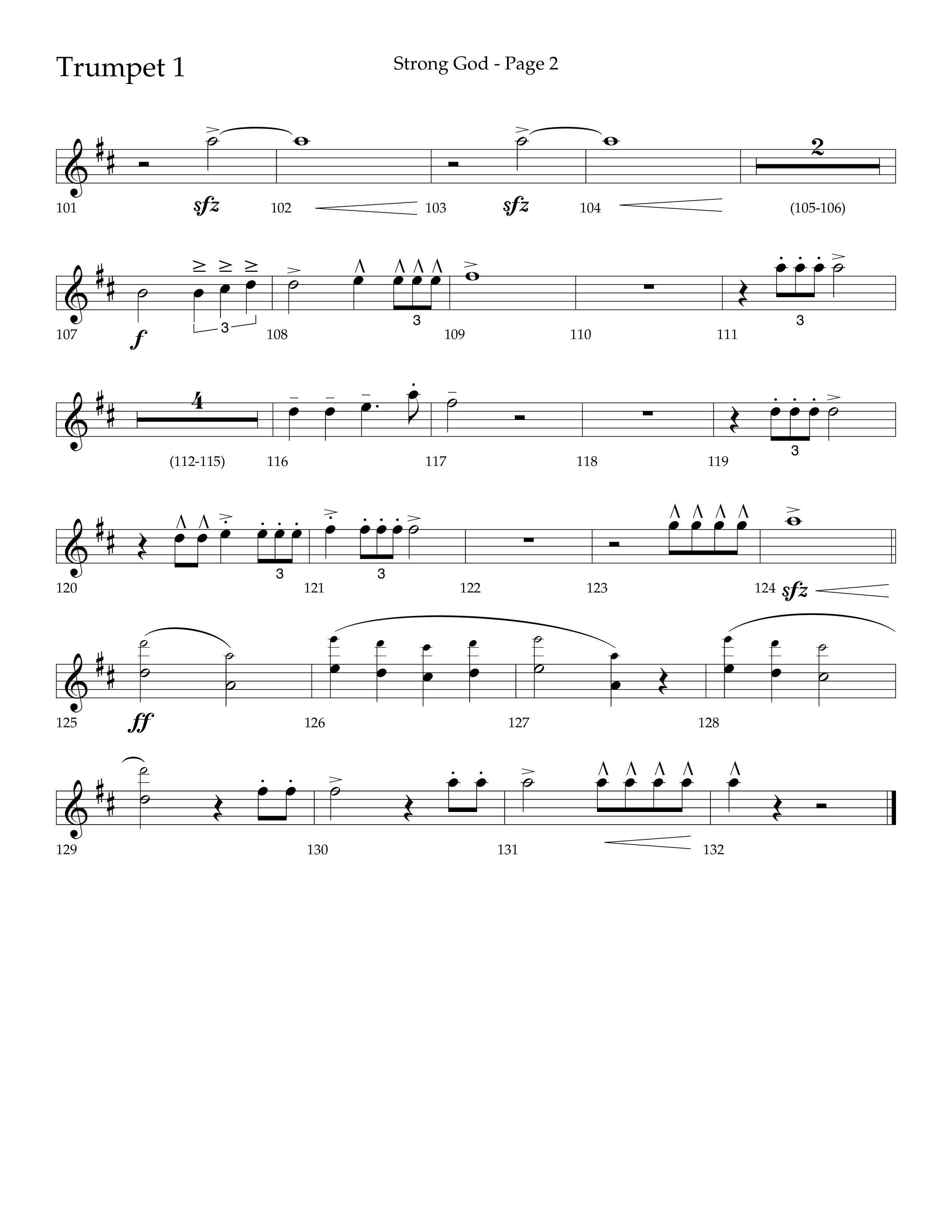 Strong God (Choral Anthem SATB) Trumpet 1 (Lifeway Choral / Arr. Craig Adams / Arr. Bruce Cokeroft / Orch. Craig Adams)