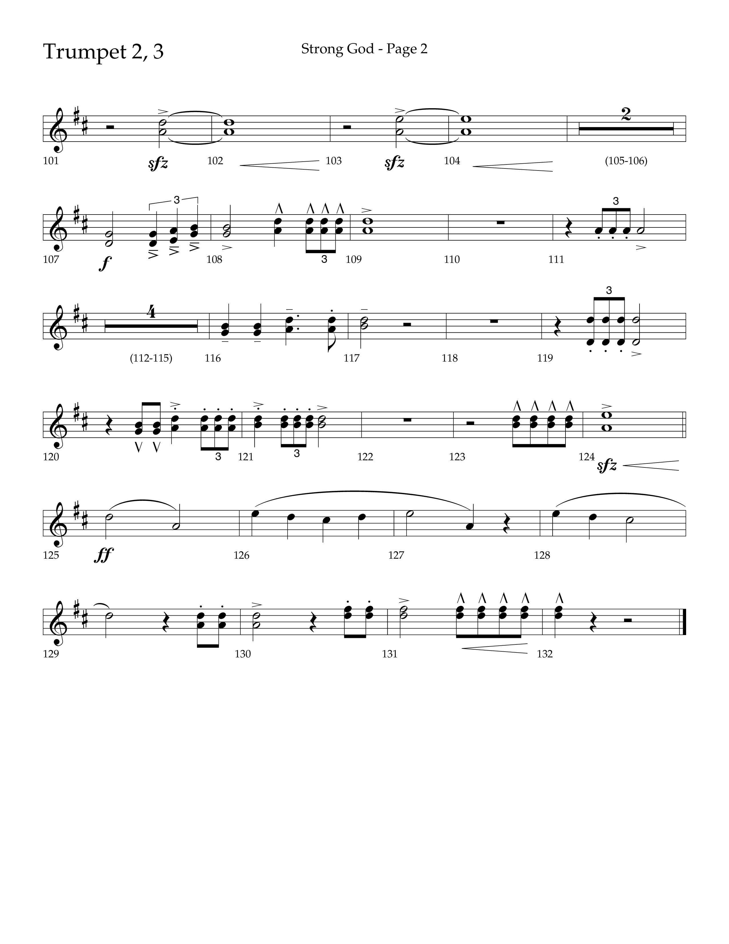 Strong God (Choral Anthem SATB) Trumpet 2/3 (Lifeway Choral / Arr. Craig Adams / Arr. Bruce Cokeroft / Orch. Craig Adams)