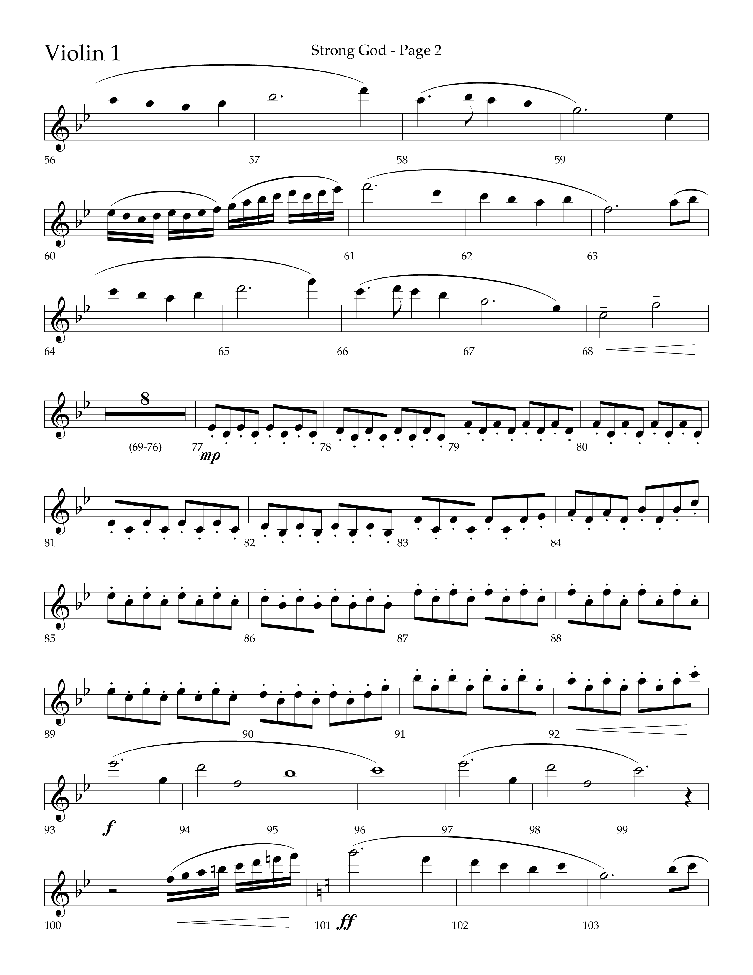 Strong God (Choral Anthem SATB) Violin 1 (Lifeway Choral / Arr. Craig Adams / Arr. Bruce Cokeroft / Orch. Craig Adams)