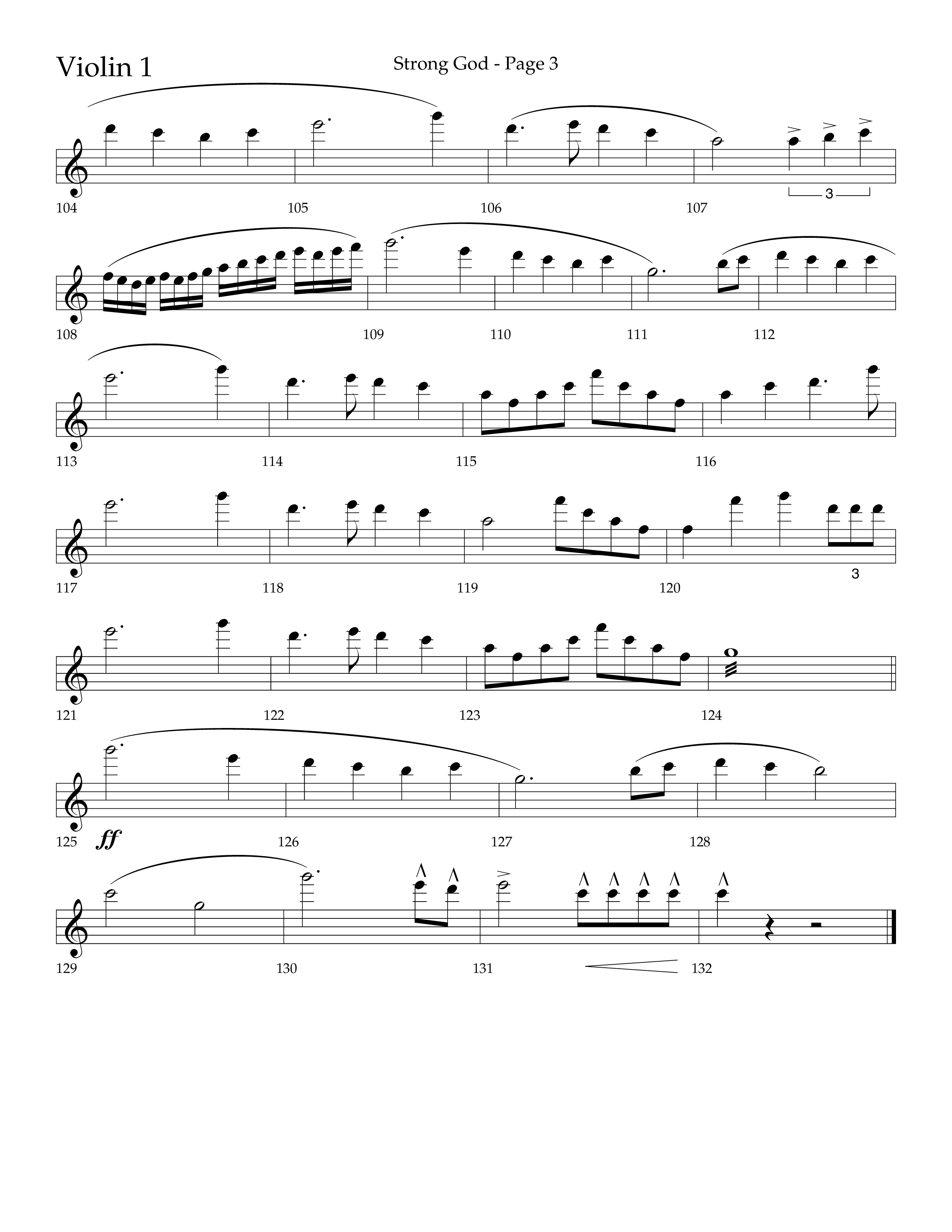 Strong God (Choral Anthem SATB) Violin 1 (Lifeway Choral / Arr. Craig Adams / Arr. Bruce Cokeroft / Orch. Craig Adams)
