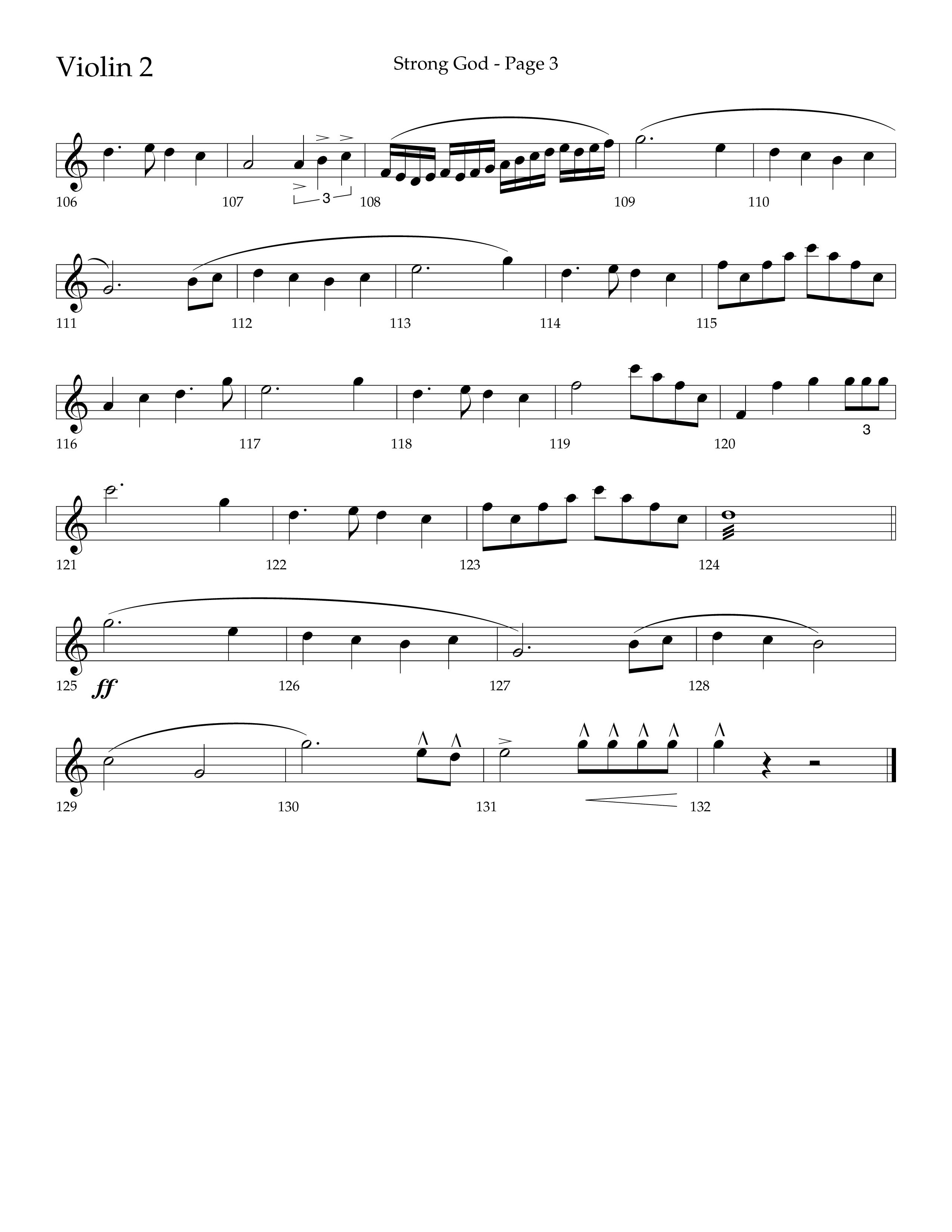 Strong God (Choral Anthem SATB) Violin 2 (Lifeway Choral / Arr. Craig Adams / Arr. Bruce Cokeroft / Orch. Craig Adams)