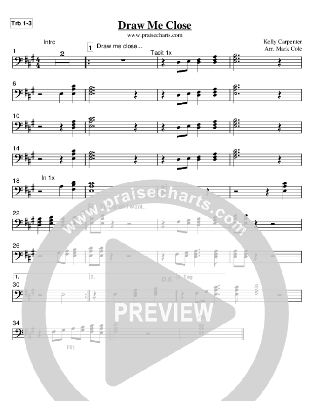 Draw Me Close Trombone 1/2/3 (Kelly Carpenter)