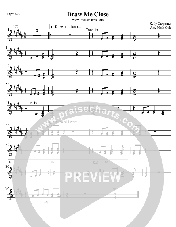 Draw Me Close Trumpet 1/2/3 (Kelly Carpenter)