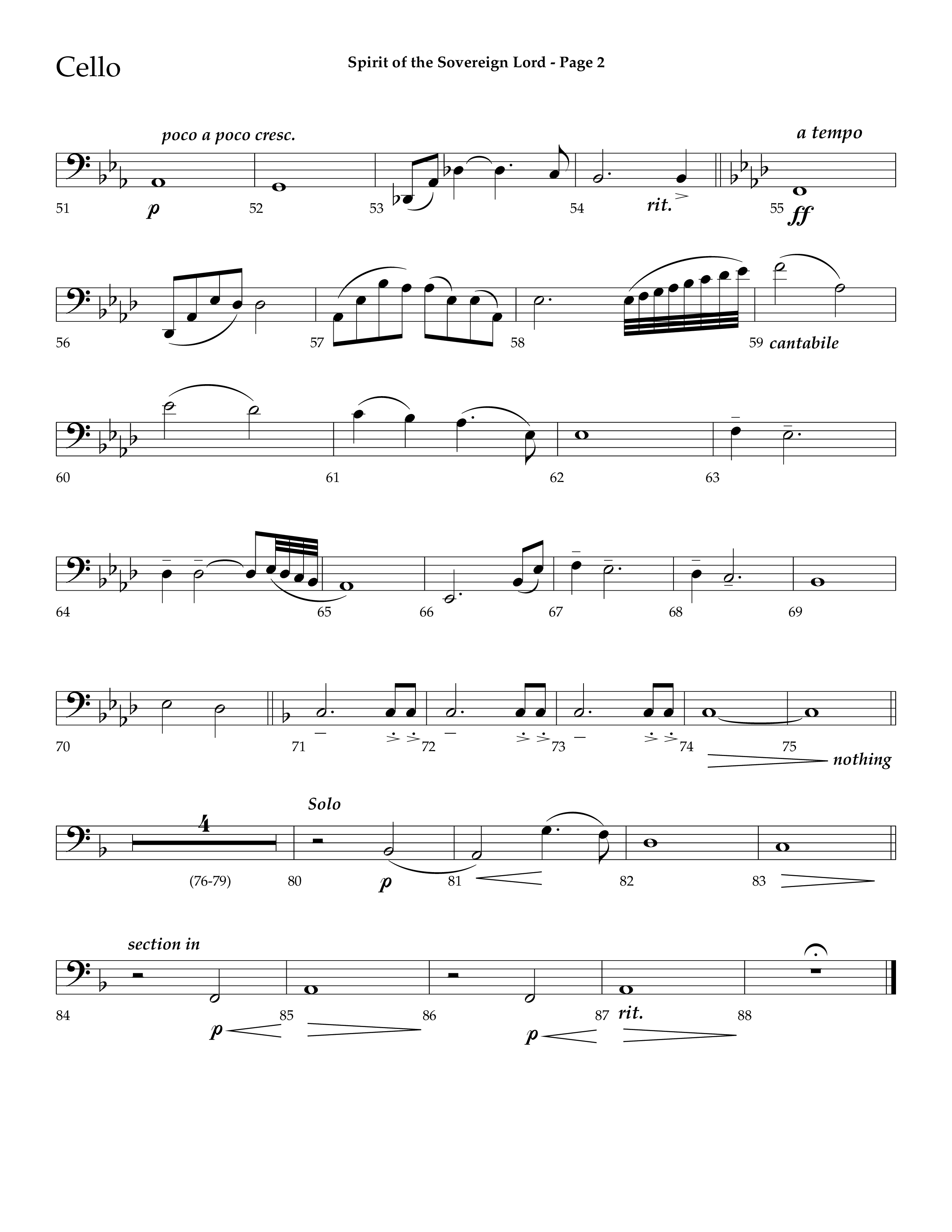 Spirit Of The Sovereign Lord (Choral Anthem SATB) Cello (Lifeway Choral / Arr. Mark Willard / Orch. Stephen K. Hand / Orch. Phillip Keveren)