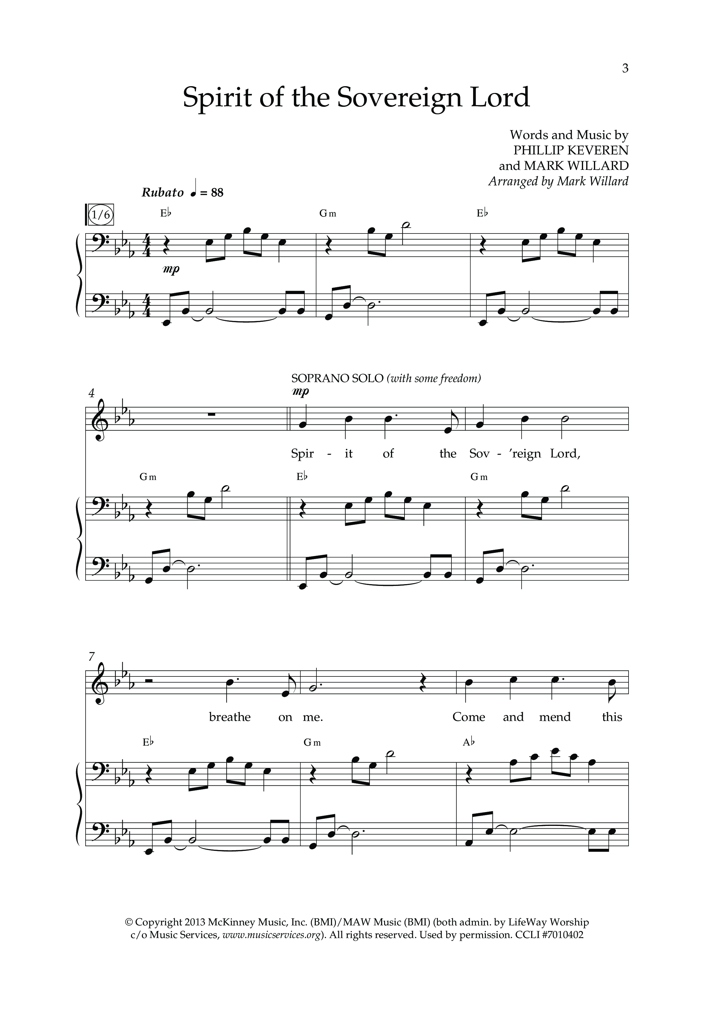 Spirit Of The Sovereign Lord (Choral Anthem SATB) Anthem (SATB/Piano) (Lifeway Choral / Arr. Mark Willard / Orch. Stephen K. Hand / Orch. Phillip Keveren)