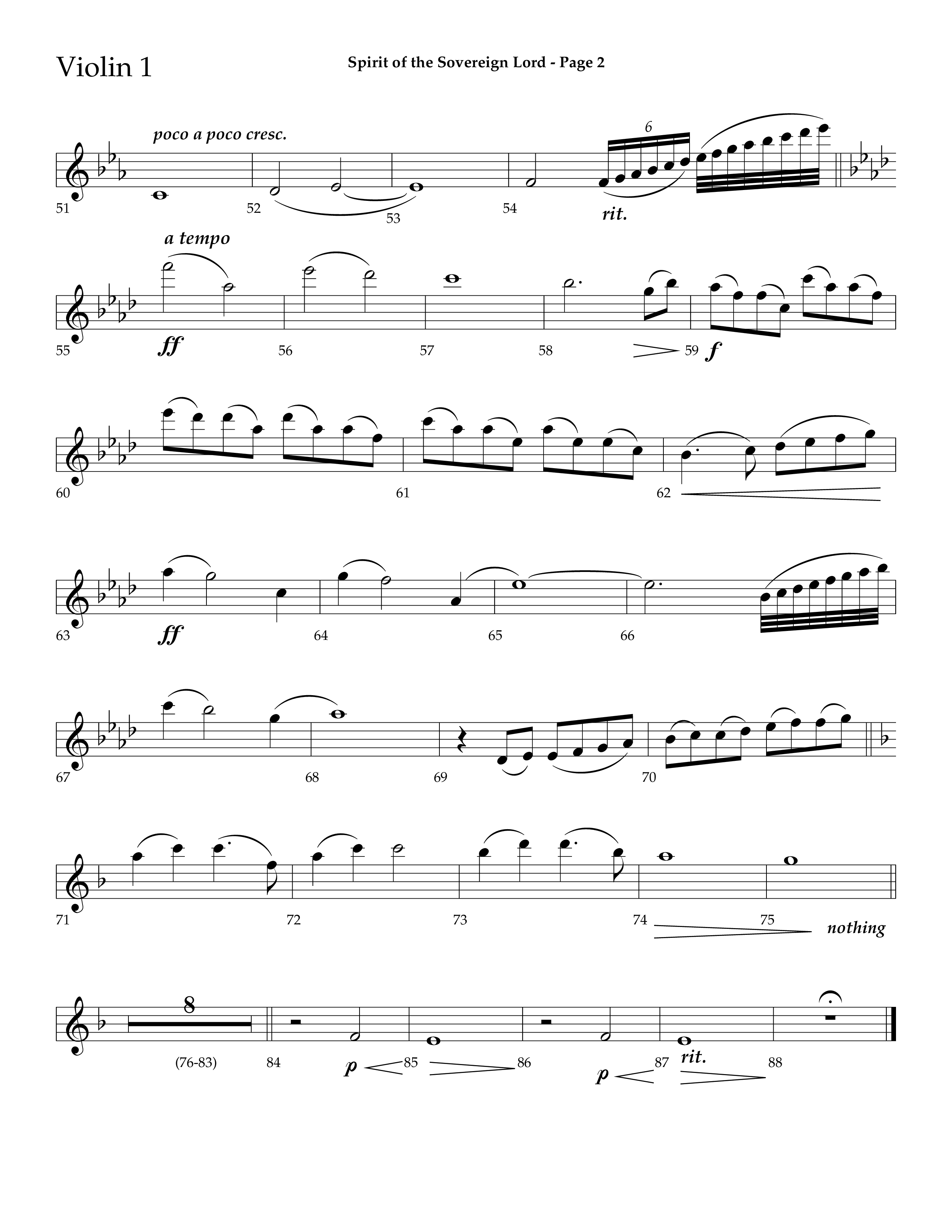 Spirit Of The Sovereign Lord (Choral Anthem SATB) Violin 1 (Lifeway Choral / Arr. Mark Willard / Orch. Stephen K. Hand / Orch. Phillip Keveren)