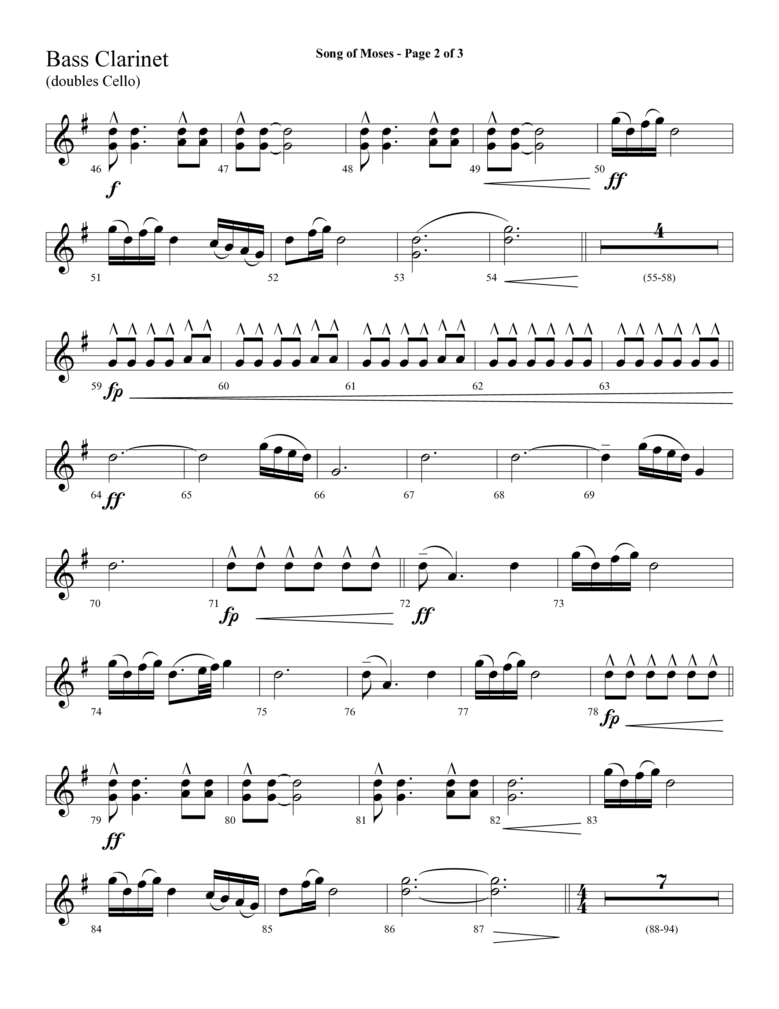Song Of Moses (Choral Anthem SATB) Bass Clarinet (Lifeway Choral / Arr. Cliff Duren)