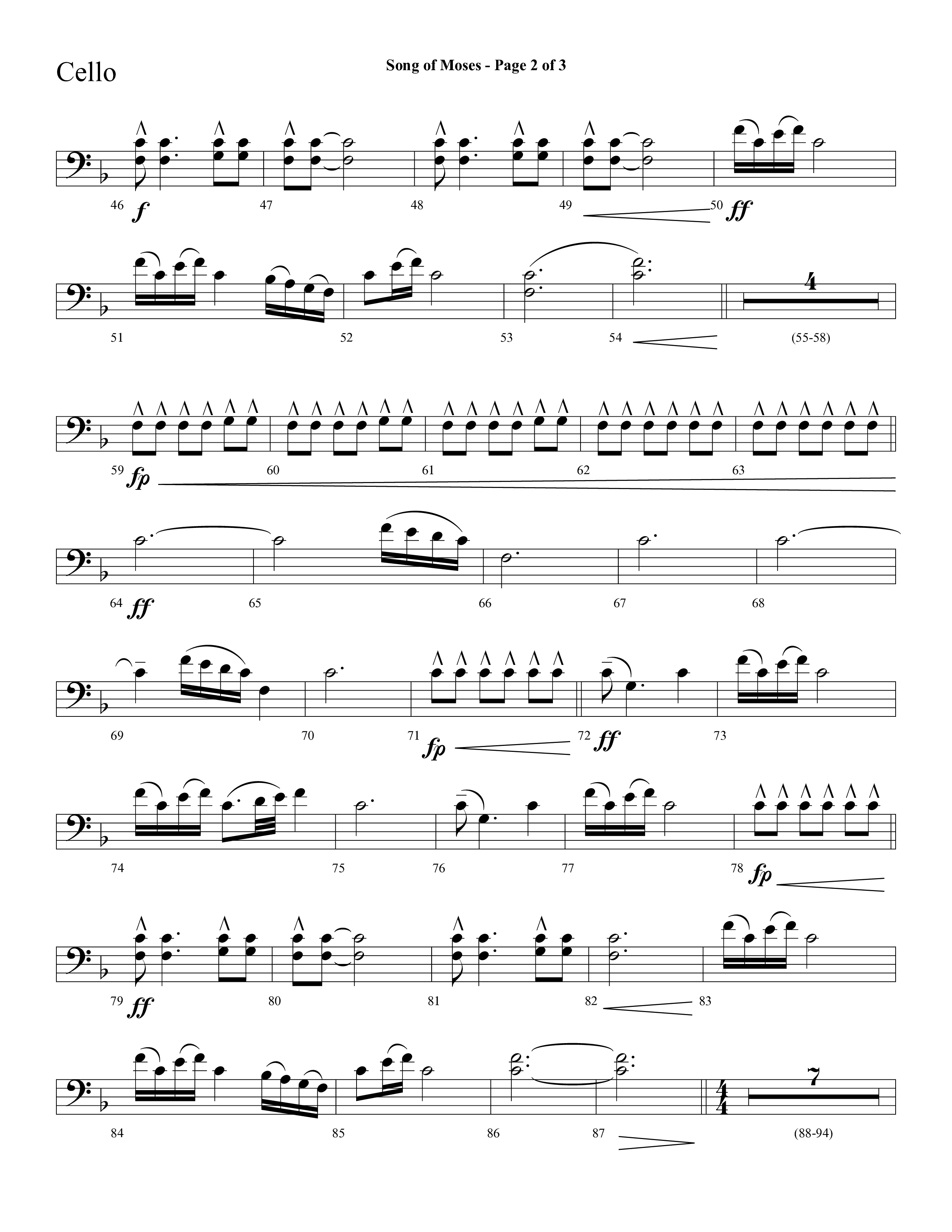 Song Of Moses (Choral Anthem SATB) Cello (Lifeway Choral / Arr. Cliff Duren)