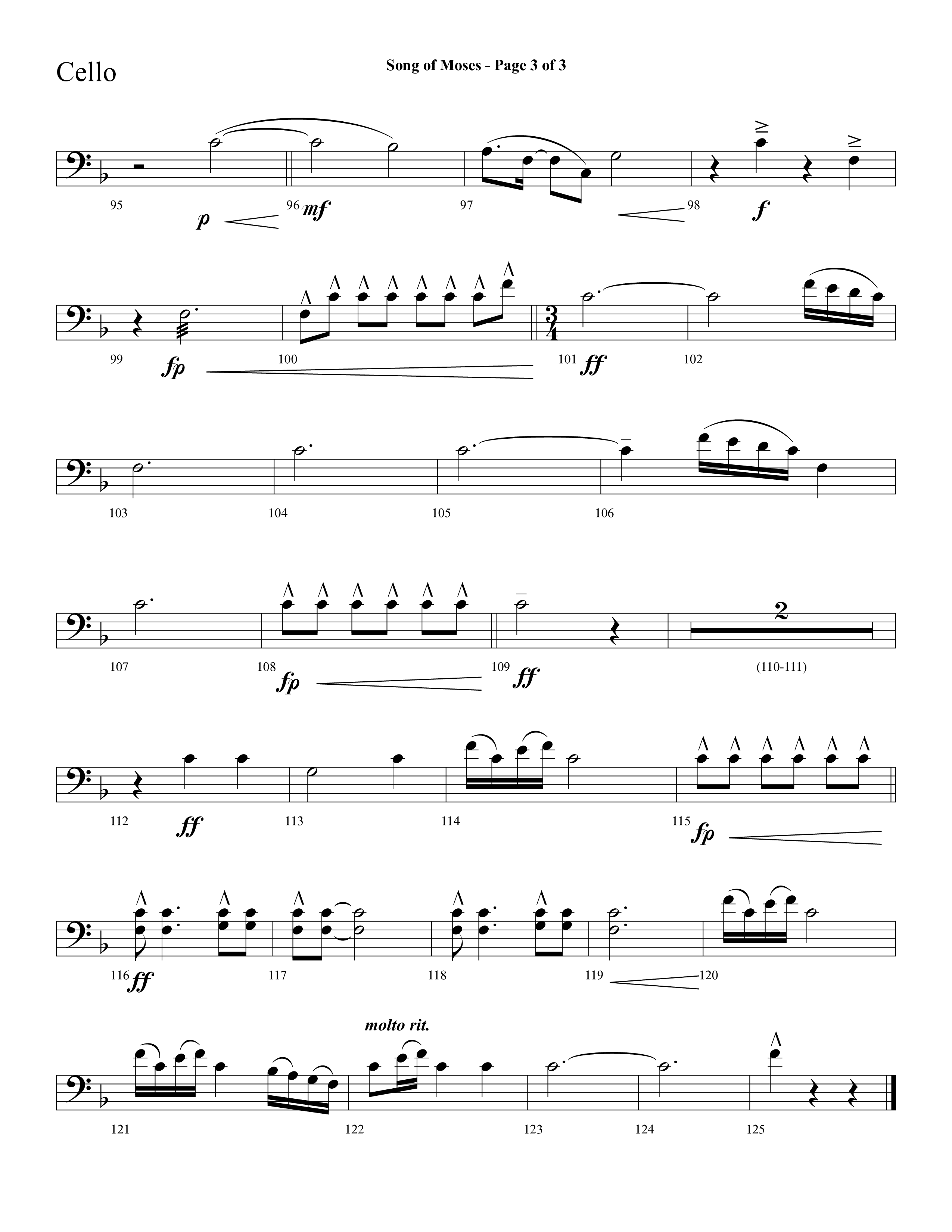 Song Of Moses (Choral Anthem SATB) Cello (Lifeway Choral / Arr. Cliff Duren)