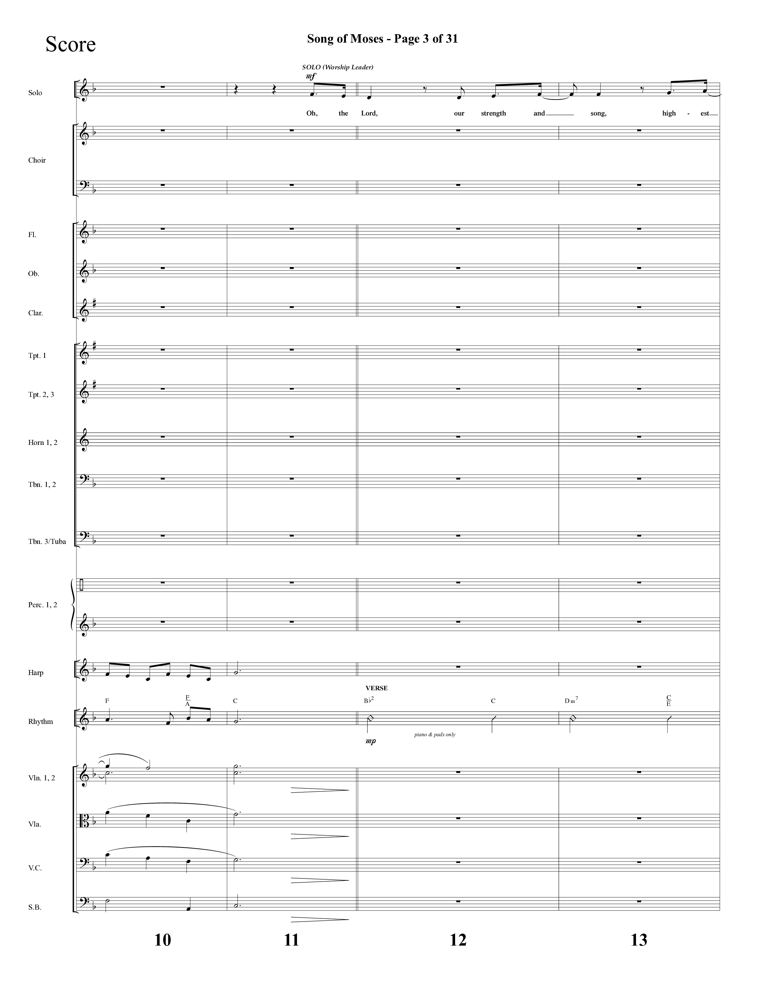 Song Of Moses (Choral Anthem SATB) Orchestration (Lifeway Choral / Arr. Cliff Duren)