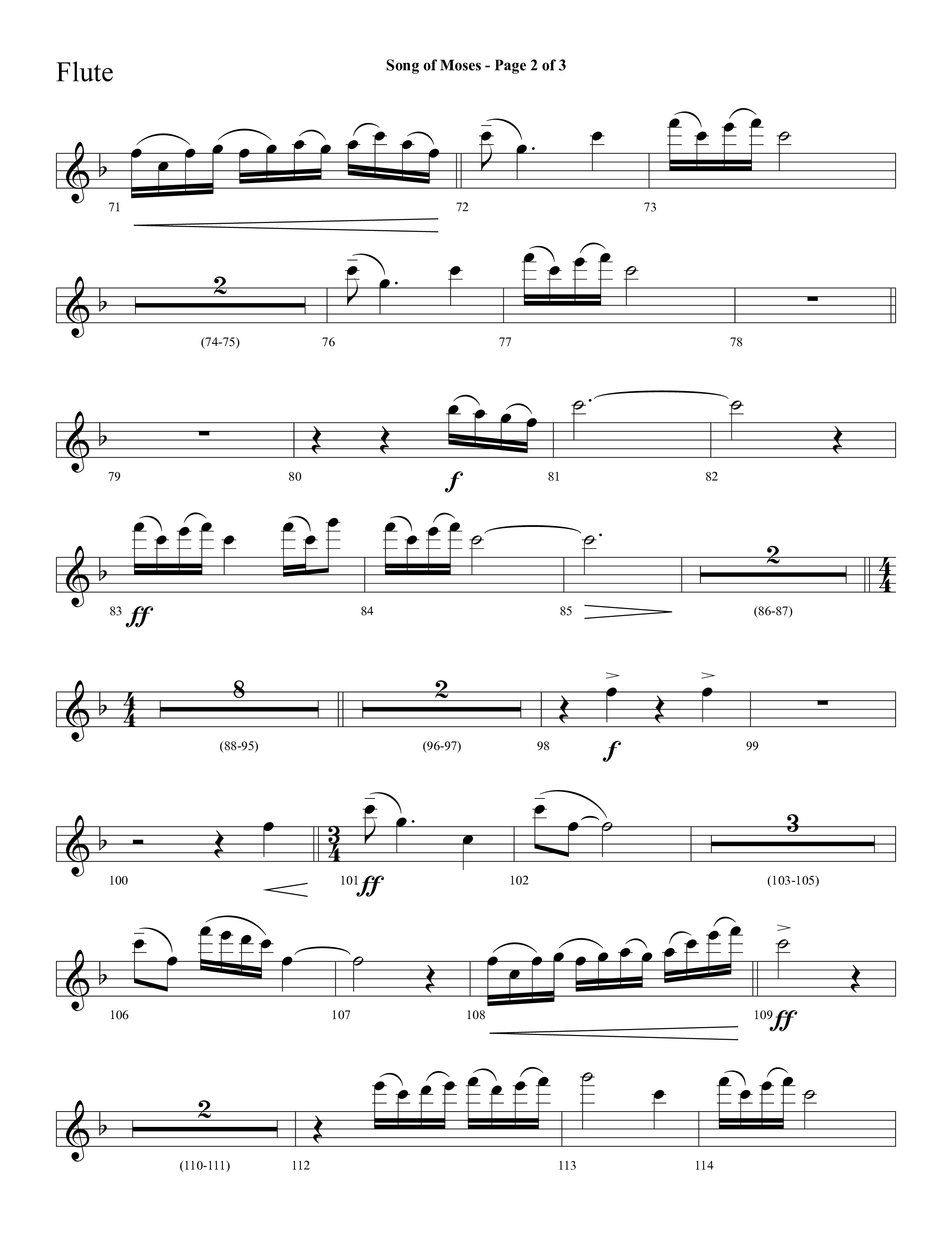 Song Of Moses (Choral Anthem SATB) Flute (Lifeway Choral / Arr. Cliff Duren)