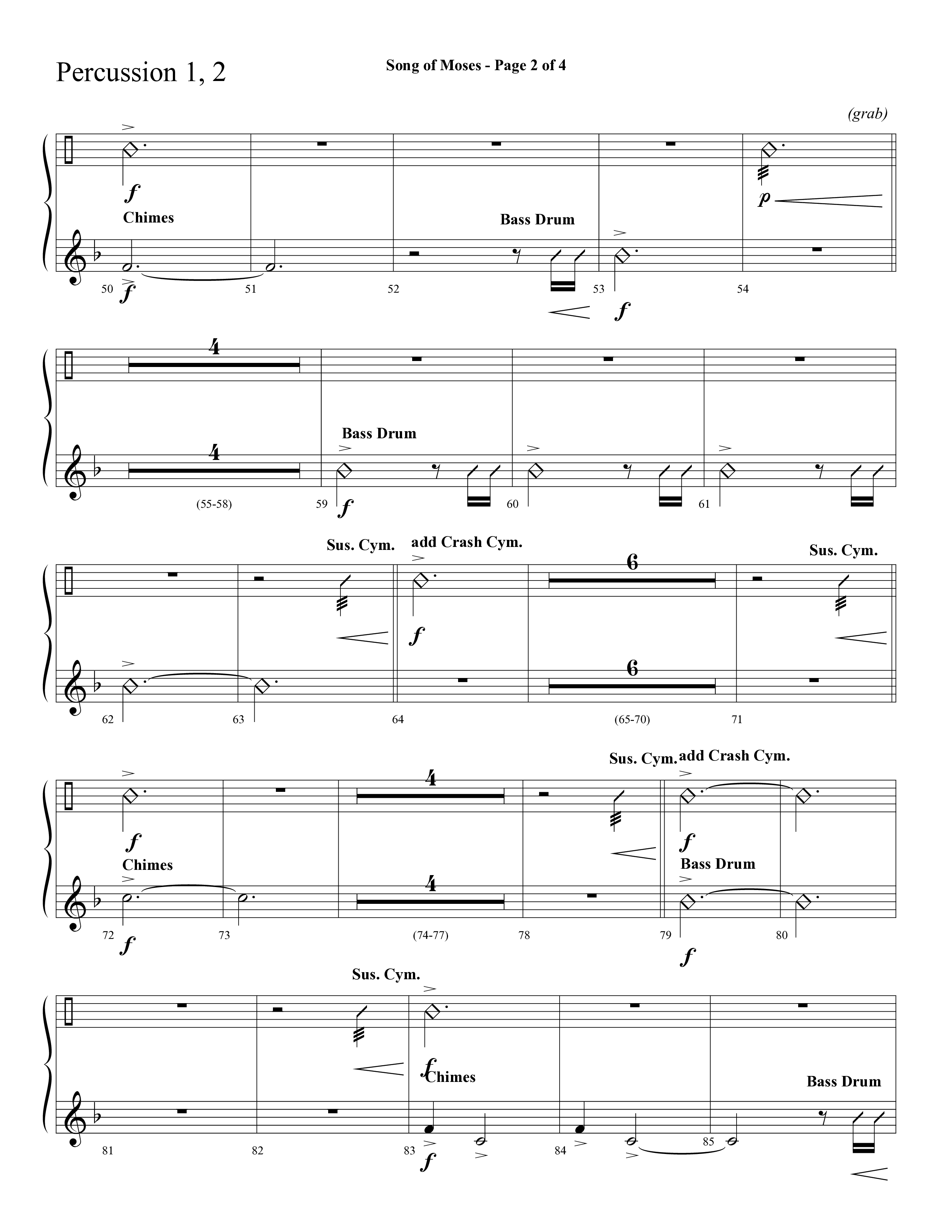 Song Of Moses (Choral Anthem SATB) Percussion 1/2 (Lifeway Choral / Arr. Cliff Duren)