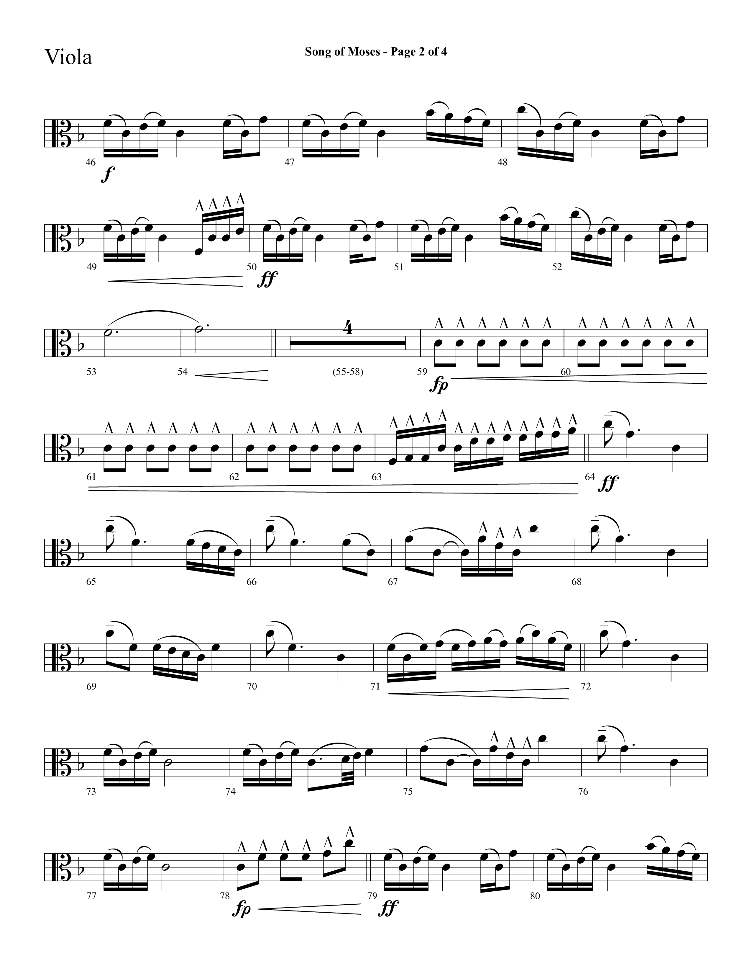 Song Of Moses (Choral Anthem SATB) Viola (Lifeway Choral / Arr. Cliff Duren)