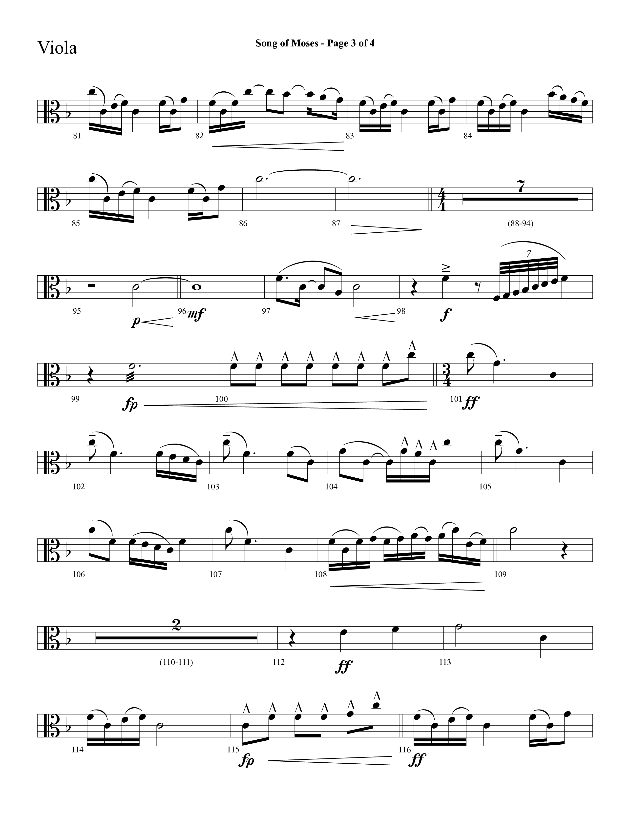 Song Of Moses (Choral Anthem SATB) Viola (Lifeway Choral / Arr. Cliff Duren)