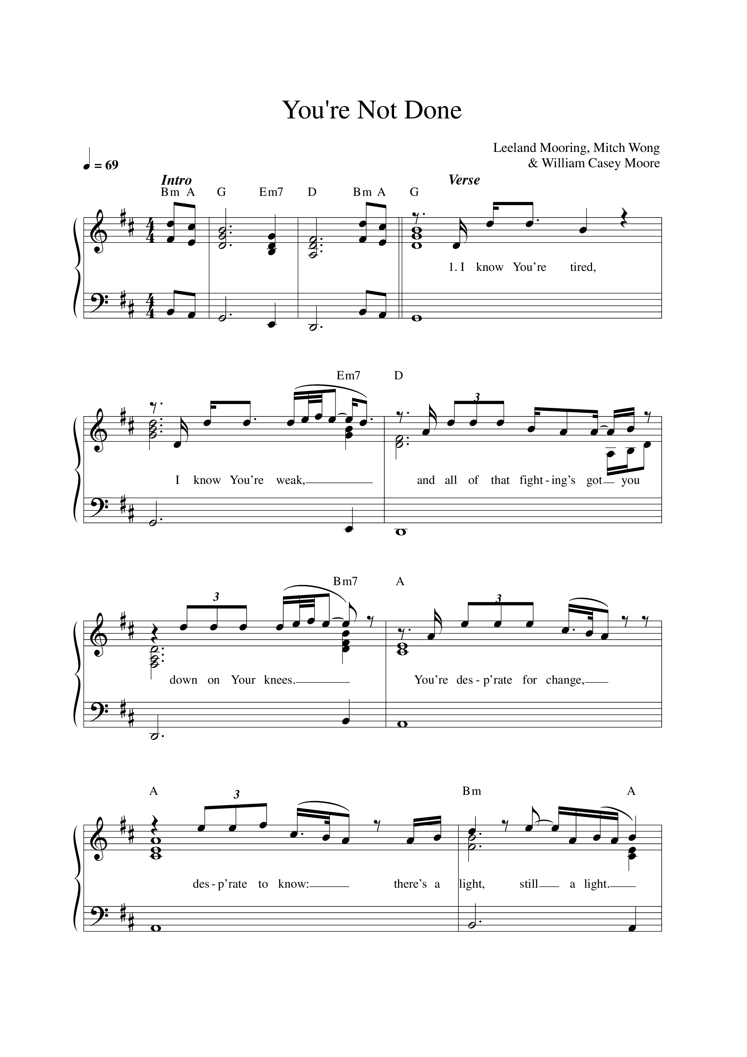 You're Not Done (Radio) Lead Sheet Melody (Leeland / Kari Jobe)