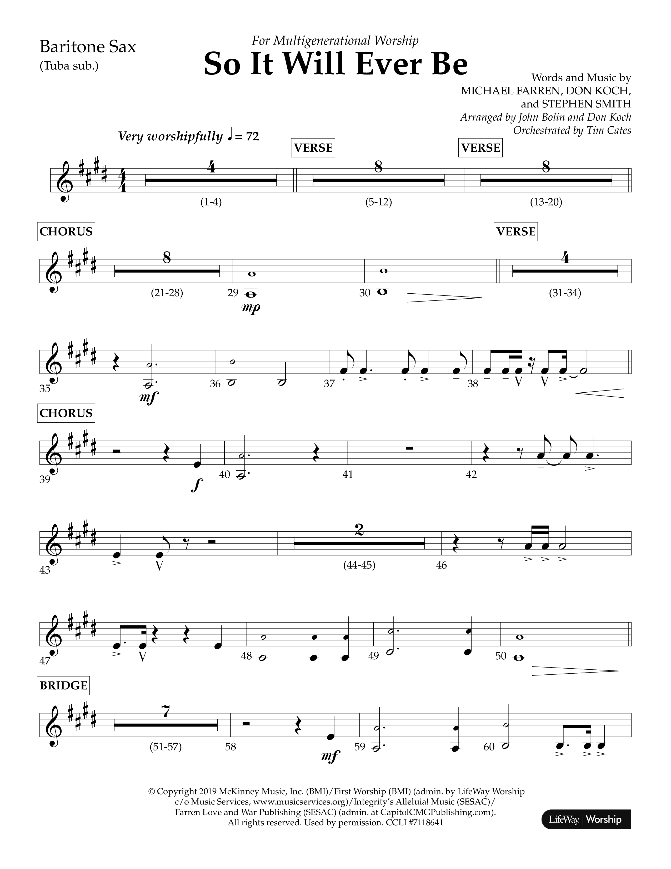So It Will Ever Be (Choral Anthem SATB) Bari Sax (Lifeway Choral / Arr. John Bolin / Arr. Don Koch / Orch. Tim Cates)