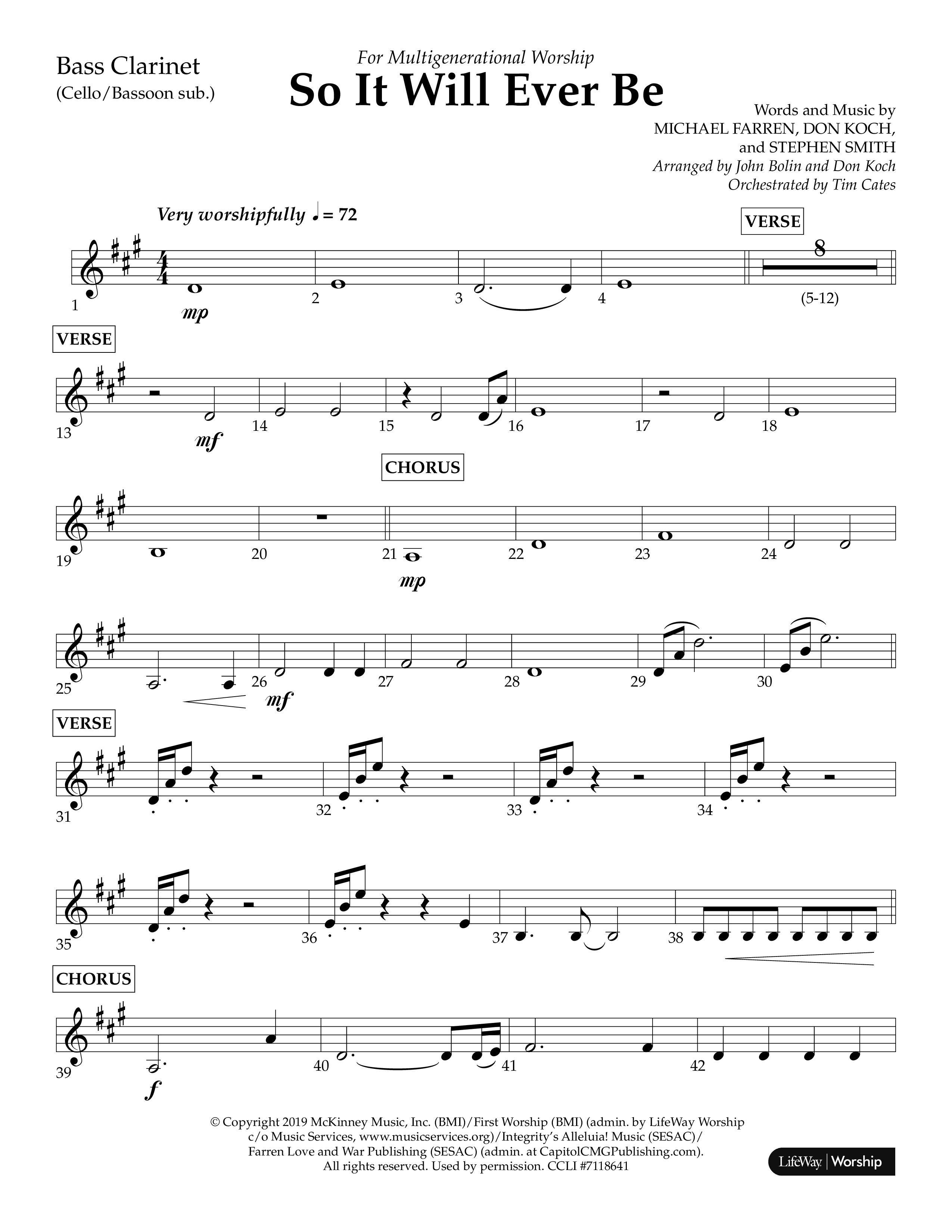So It Will Ever Be (Choral Anthem SATB) Bass Clarinet (Lifeway Choral / Arr. John Bolin / Arr. Don Koch / Orch. Tim Cates)