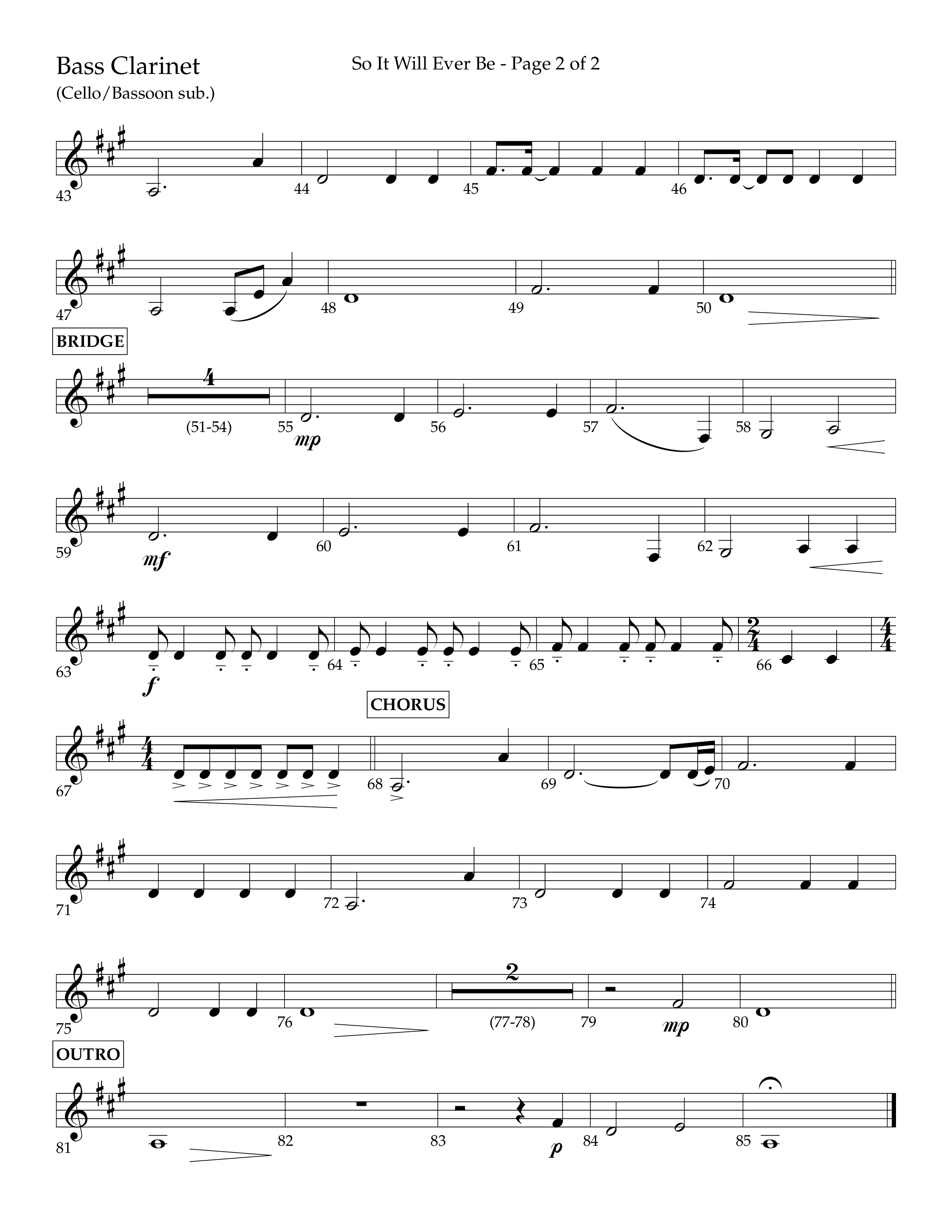 So It Will Ever Be (Choral Anthem SATB) Bass Clarinet (Lifeway Choral / Arr. John Bolin / Arr. Don Koch / Orch. Tim Cates)