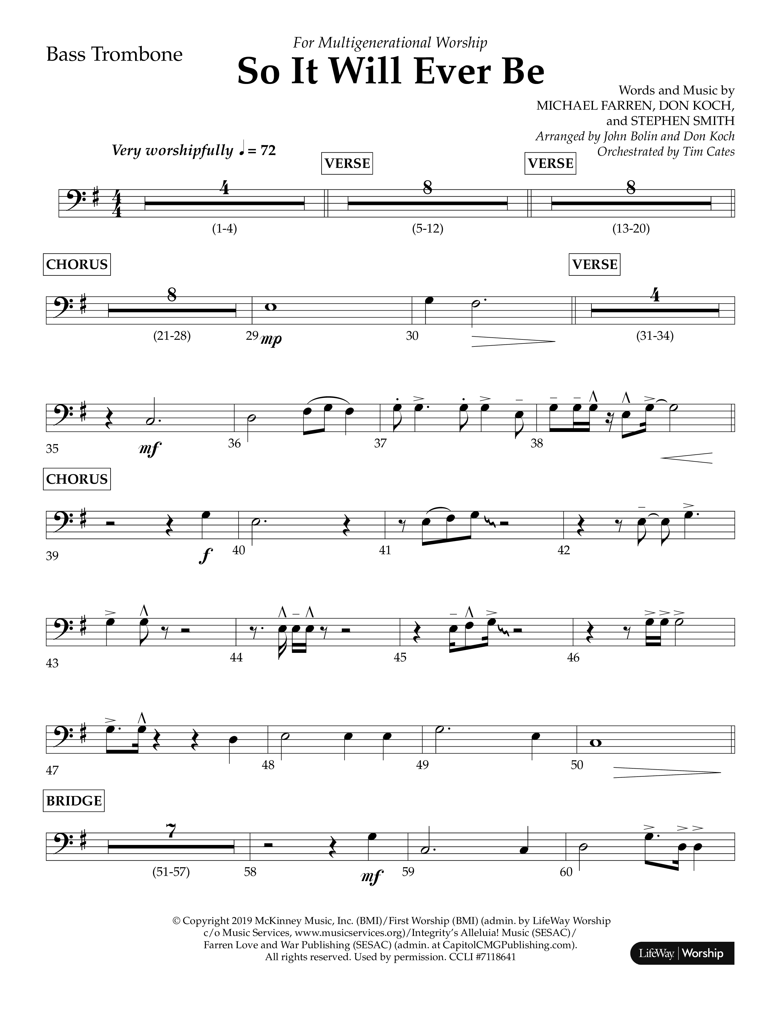 So It Will Ever Be (Choral Anthem SATB) Bass Trombone (Lifeway Choral / Arr. John Bolin / Arr. Don Koch / Orch. Tim Cates)
