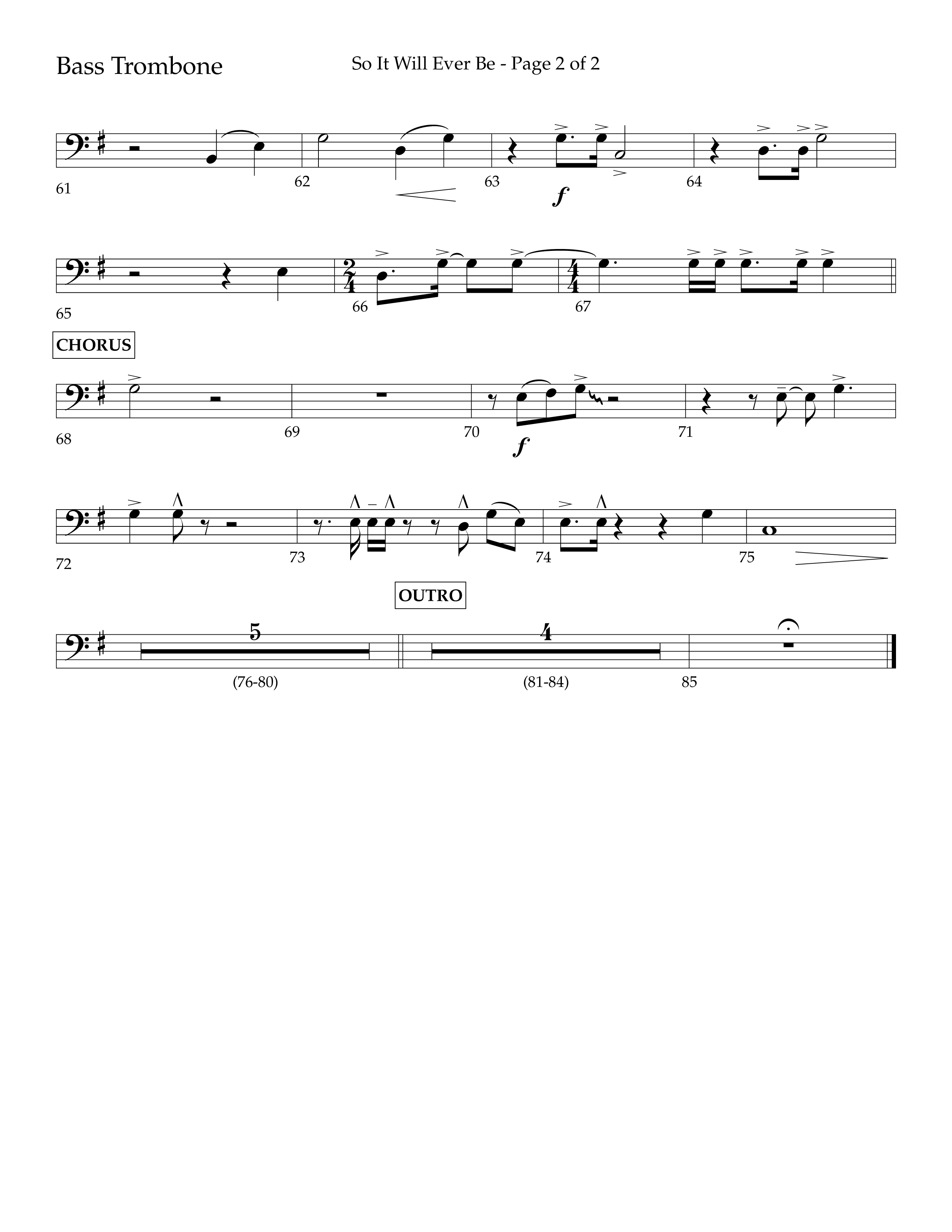 So It Will Ever Be (Choral Anthem SATB) Bass Trombone (Lifeway Choral / Arr. John Bolin / Arr. Don Koch / Orch. Tim Cates)