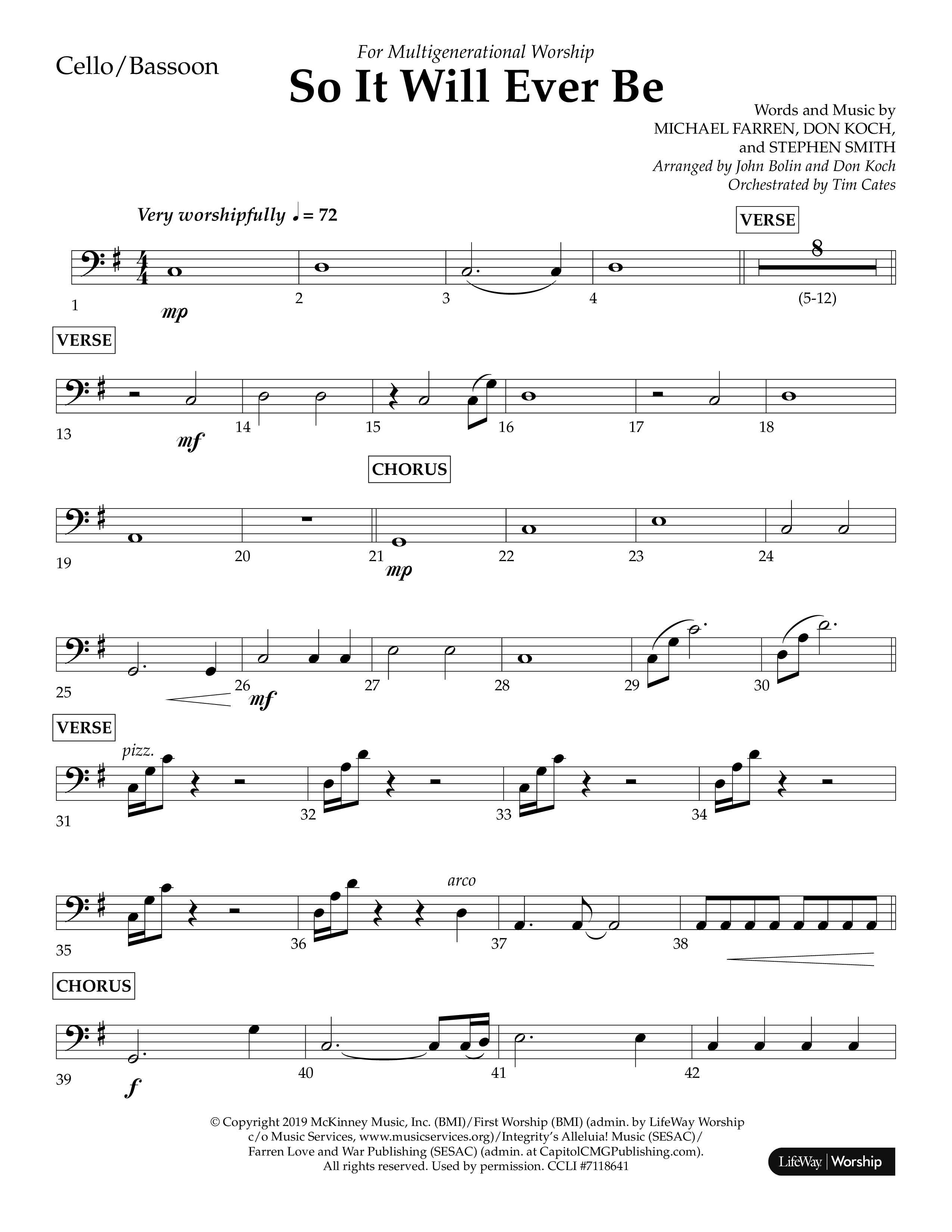 So It Will Ever Be (Choral Anthem SATB) Cello (Lifeway Choral / Arr. John Bolin / Arr. Don Koch / Orch. Tim Cates)
