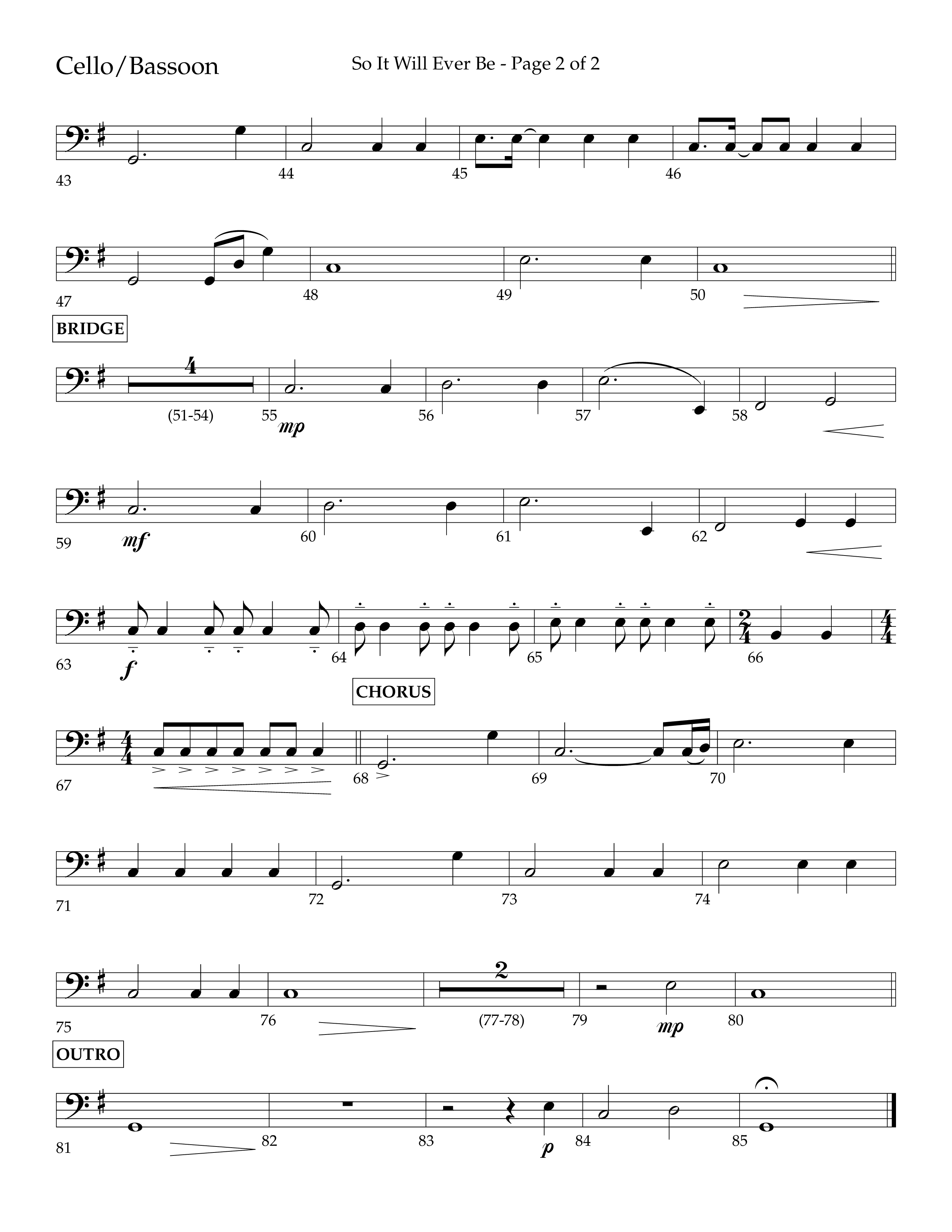 So It Will Ever Be (Choral Anthem SATB) Cello (Lifeway Choral / Arr. John Bolin / Arr. Don Koch / Orch. Tim Cates)