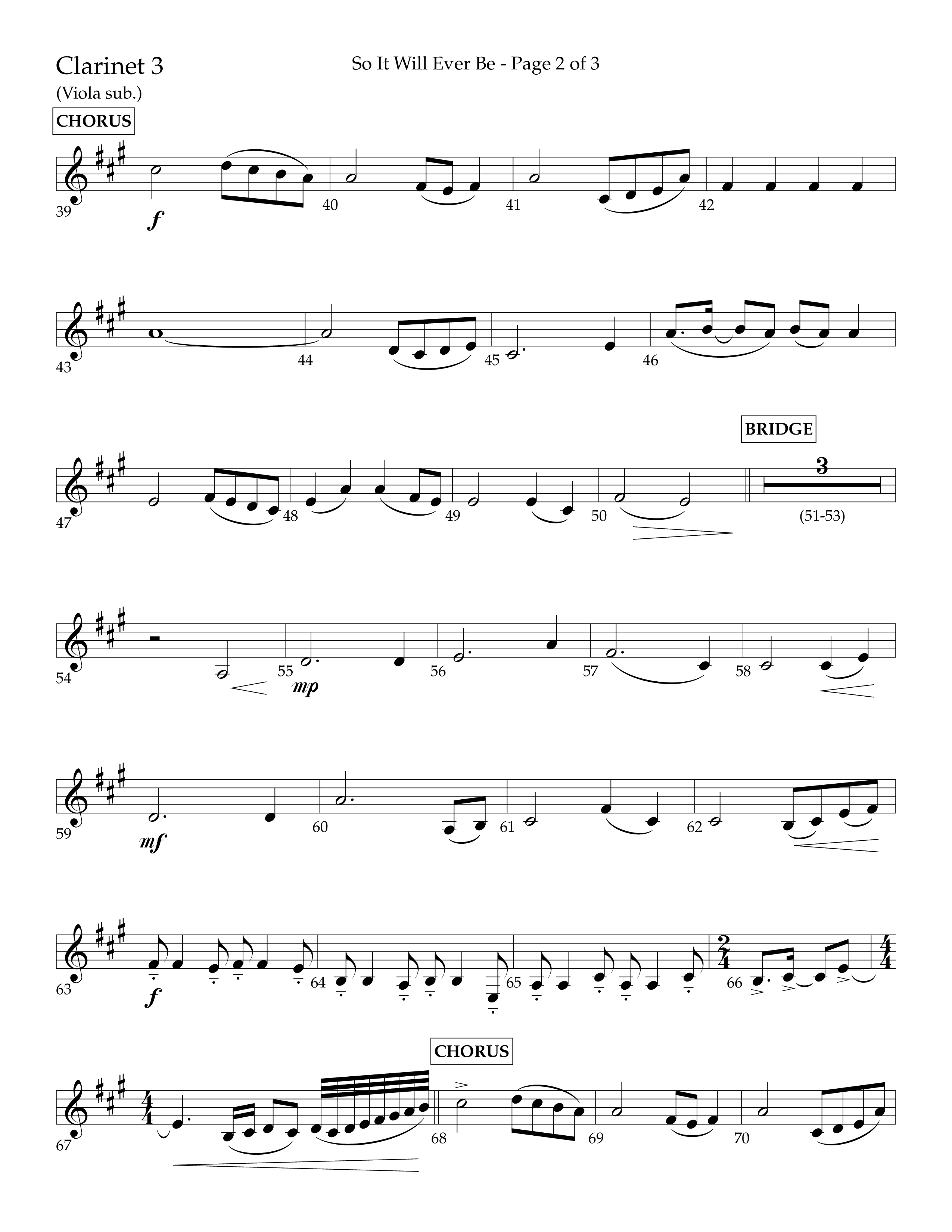 So It Will Ever Be (Choral Anthem SATB) Clarinet 3 (Lifeway Choral / Arr. John Bolin / Arr. Don Koch / Orch. Tim Cates)