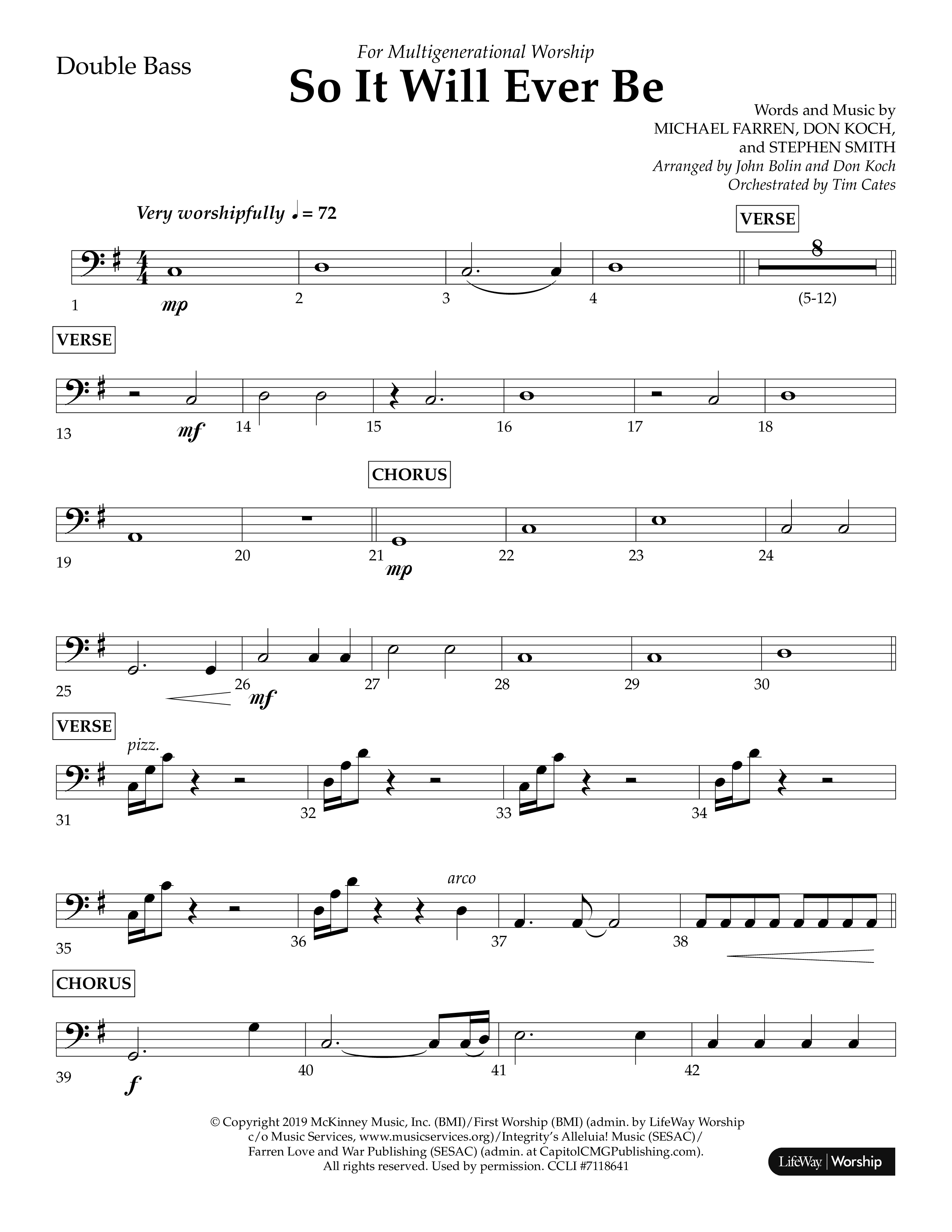 So It Will Ever Be (Choral Anthem SATB) Double Bass (Lifeway Choral / Arr. John Bolin / Arr. Don Koch / Orch. Tim Cates)