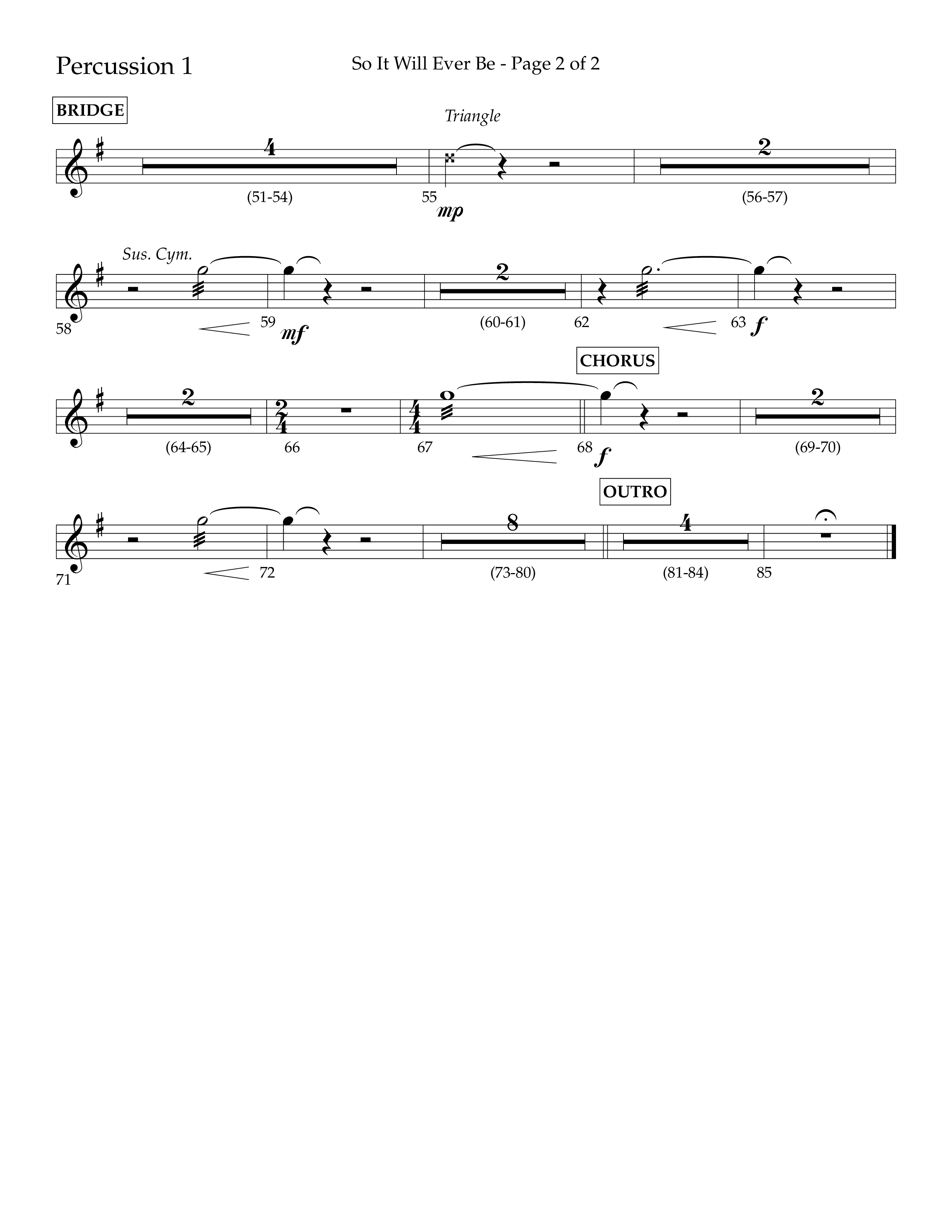 So It Will Ever Be (Choral Anthem SATB) Percussion 1/2 (Lifeway Choral / Arr. John Bolin / Arr. Don Koch / Orch. Tim Cates)