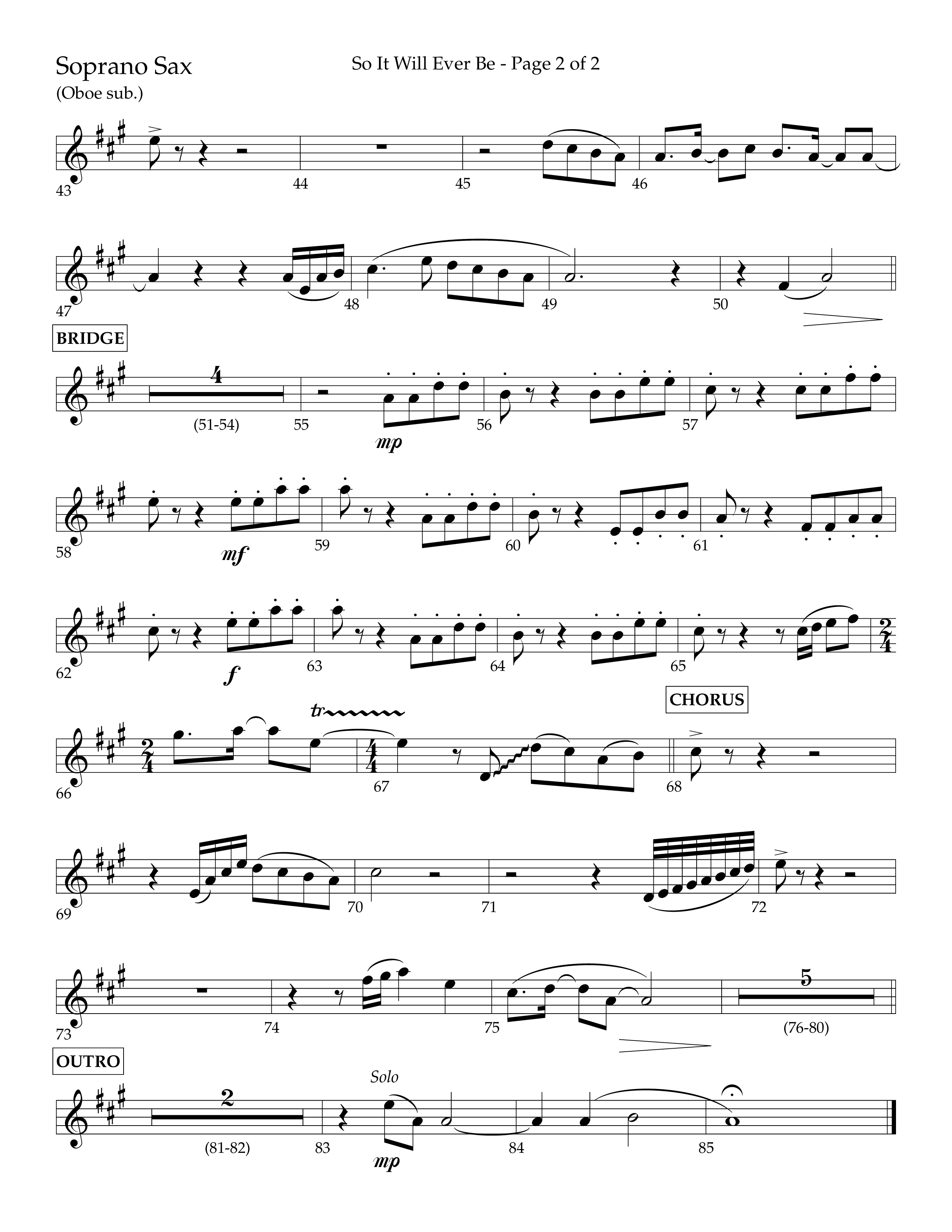 So It Will Ever Be (Choral Anthem SATB) Soprano Sax (Lifeway Choral / Arr. John Bolin / Arr. Don Koch / Orch. Tim Cates)