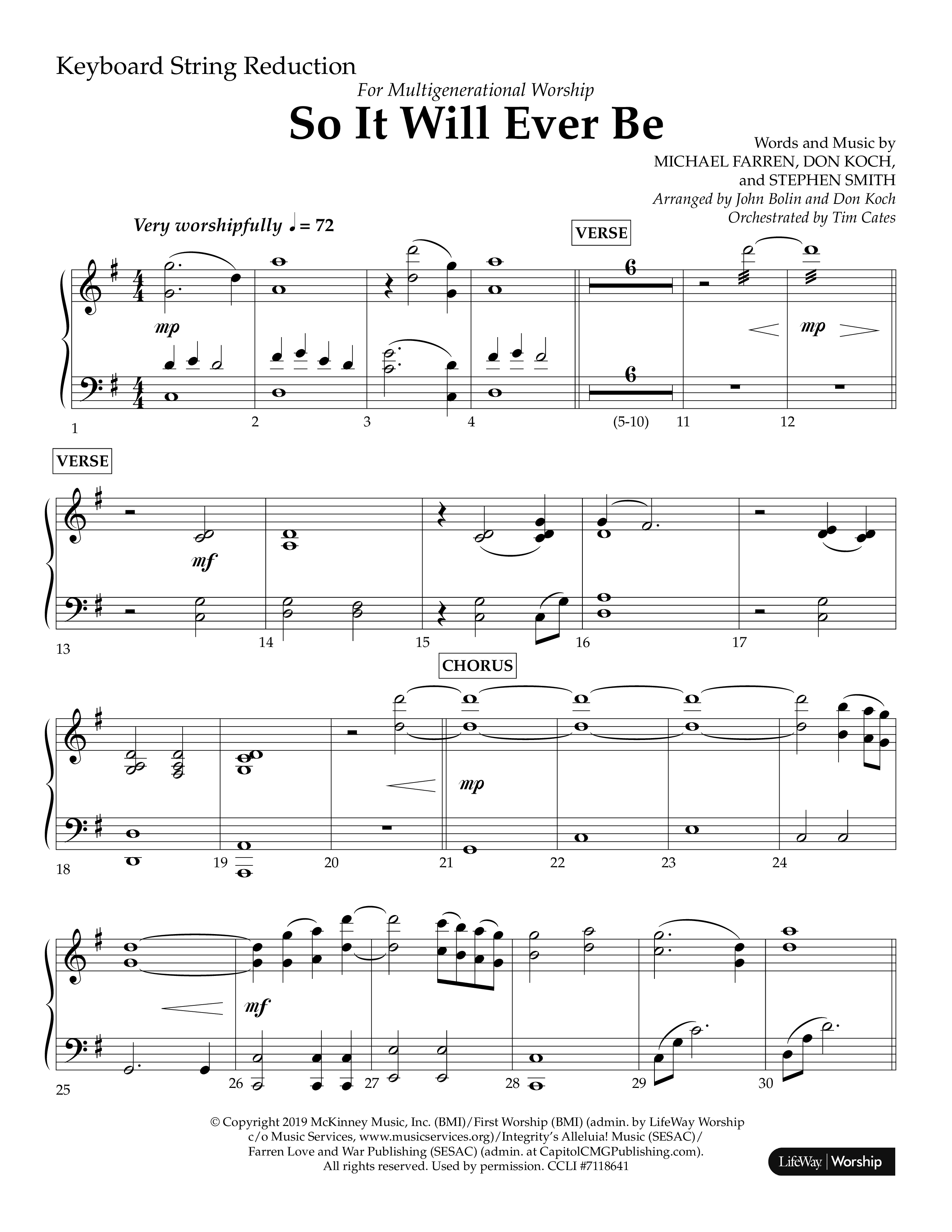 So It Will Ever Be (Choral Anthem SATB) String Reduction (Lifeway Choral / Arr. John Bolin / Arr. Don Koch / Orch. Tim Cates)