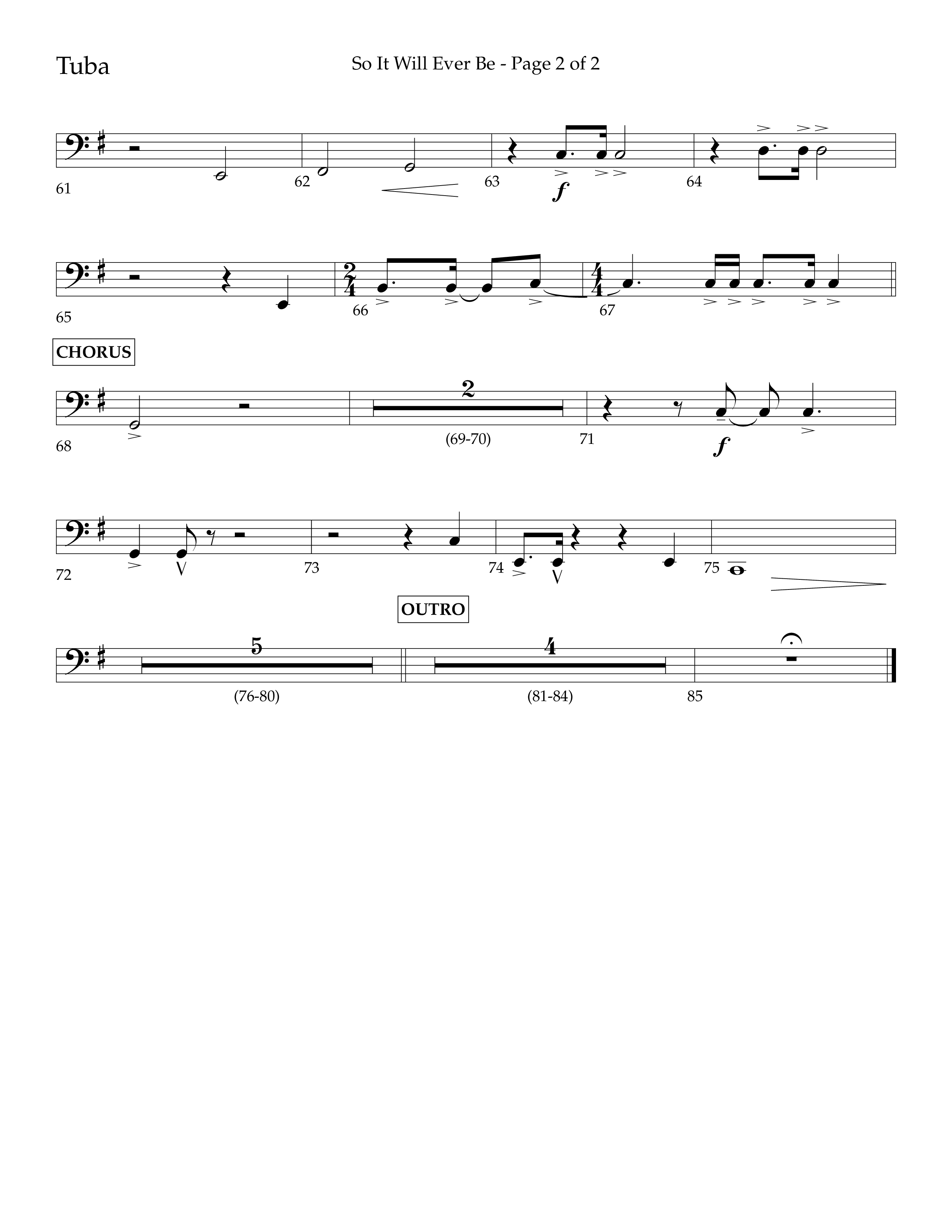So It Will Ever Be (Choral Anthem SATB) Tuba (Lifeway Choral / Arr. John Bolin / Arr. Don Koch / Orch. Tim Cates)