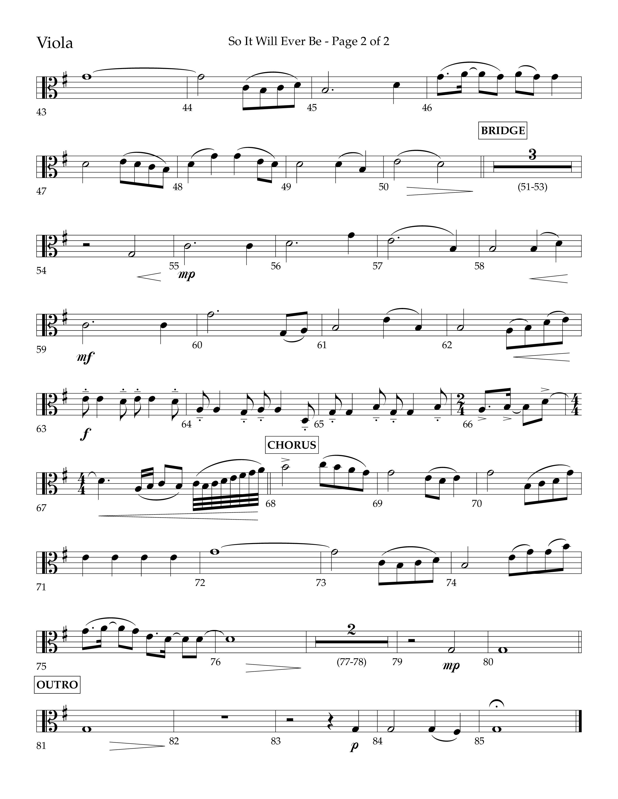 So It Will Ever Be (Choral Anthem SATB) Viola (Lifeway Choral / Arr. John Bolin / Arr. Don Koch / Orch. Tim Cates)