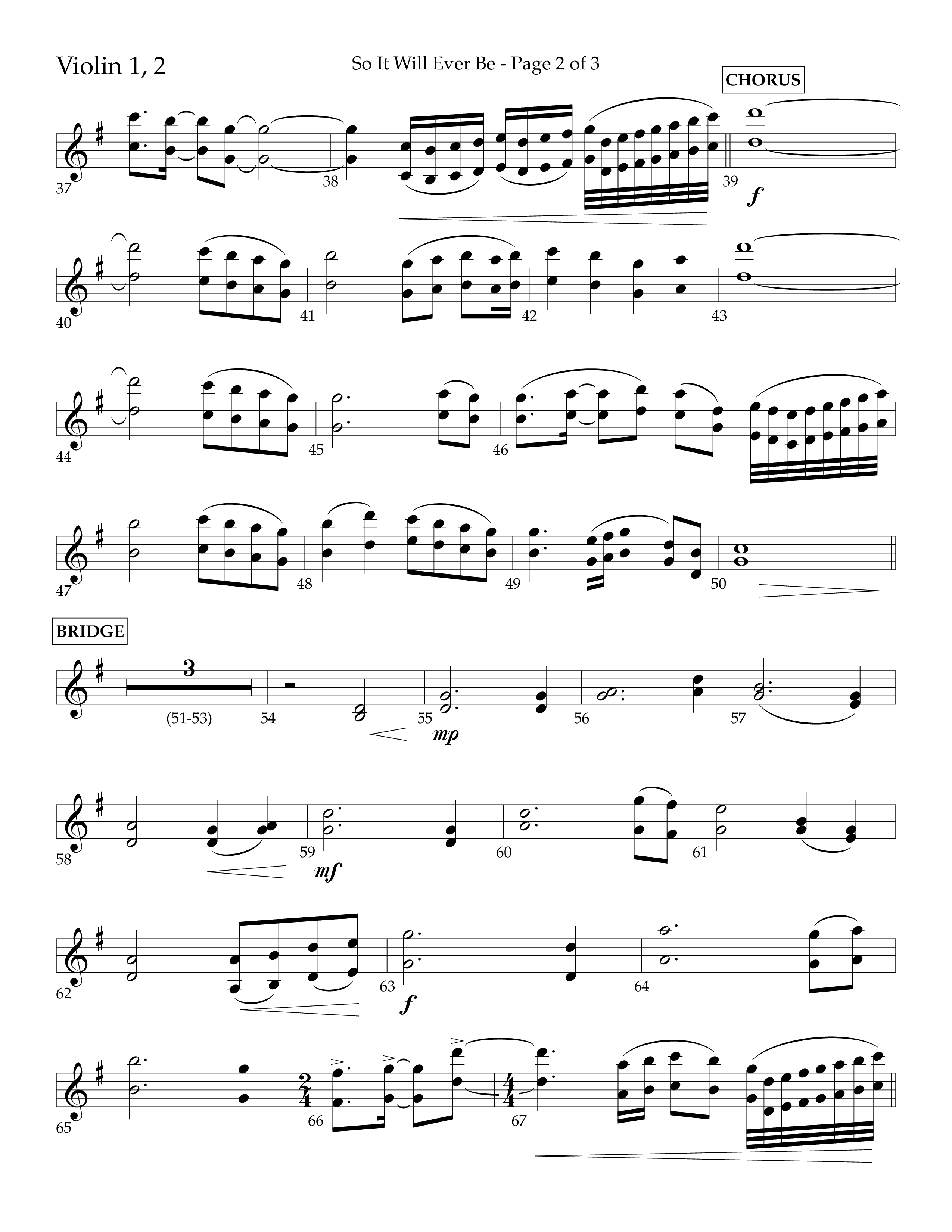 So It Will Ever Be (Choral Anthem SATB) Violin 1/2 (Lifeway Choral / Arr. John Bolin / Arr. Don Koch / Orch. Tim Cates)